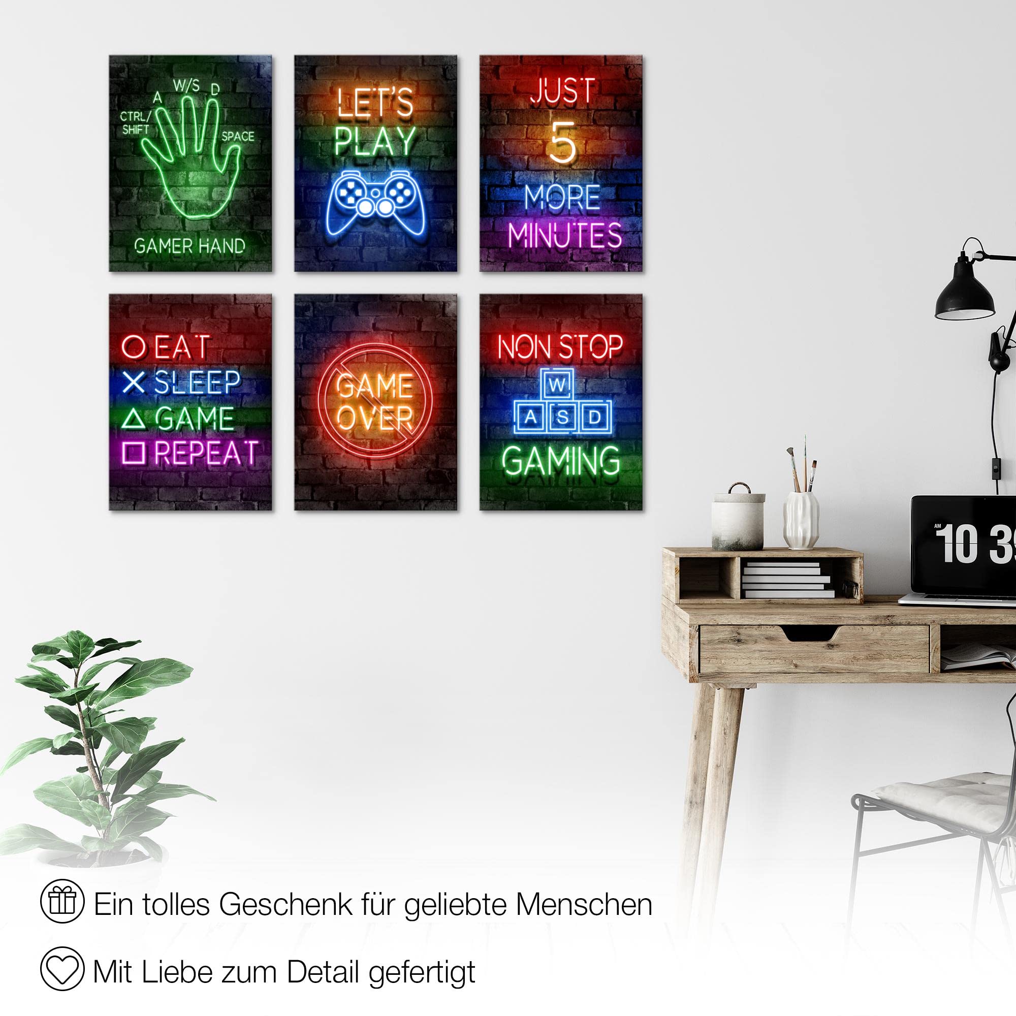 Novart Wandbilder - KEIN EXTRA RAHMEN BENÖTIGT - Kinderzimmer Junge Teenager - Bilder Modern Spielkonsole Gamer - Bunt - N005265a