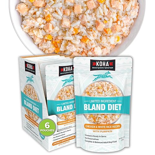 KOHA Limited Ingredient Bland Diet for Dogs, Chicken and White Rice Sensitive Stomach Wet Dog Food, Sold in Over 5,000 Vet Clinics & Pet Stores, Gentle Easy to Digest Bland Diet Dog Food, Pack of 6