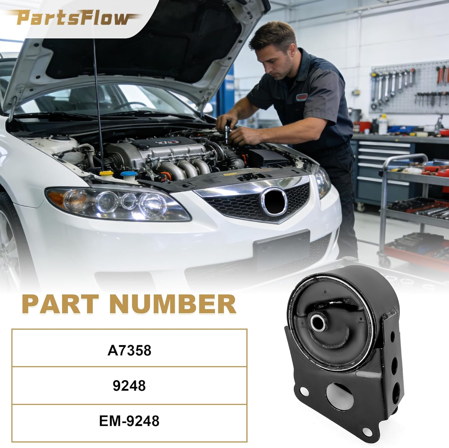 PartsFlow Transmission & Motor Mount Set for 2004-2009 Nissan Quest for 2004-2006 Maxima for 2005-2006 Altima 3.5L 9167 9248 9223 9410 Replace #A7349, A7358, A7348, A7351