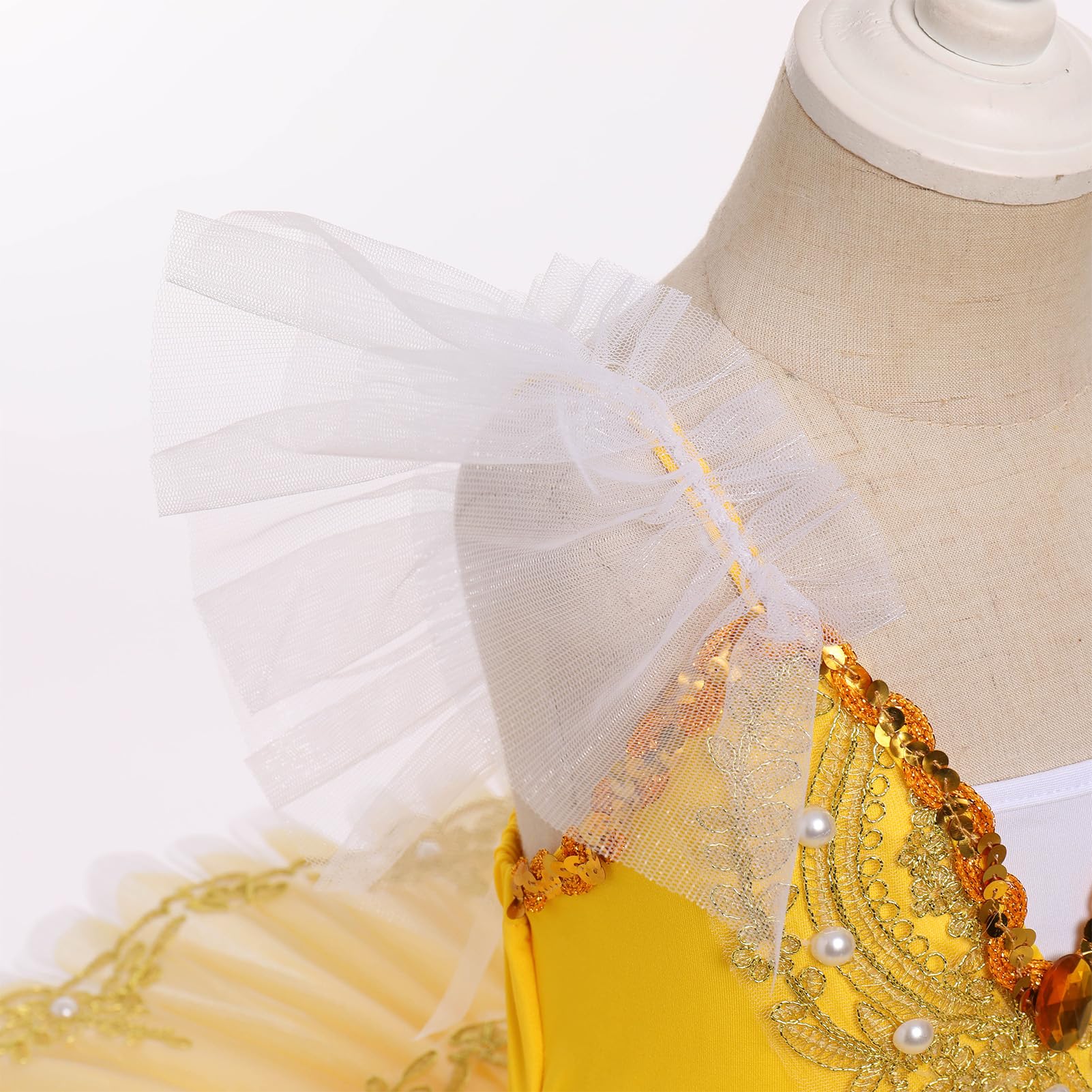 IDOPIP Vestito da Balletto Bambino: Tutu Danza Classica Ragazza Body Danza Ragazza Ballerina Costumi Paillettes Ricamo Senza Maniche Vassoio Tutu - Spettacolo Di Balletto Danza