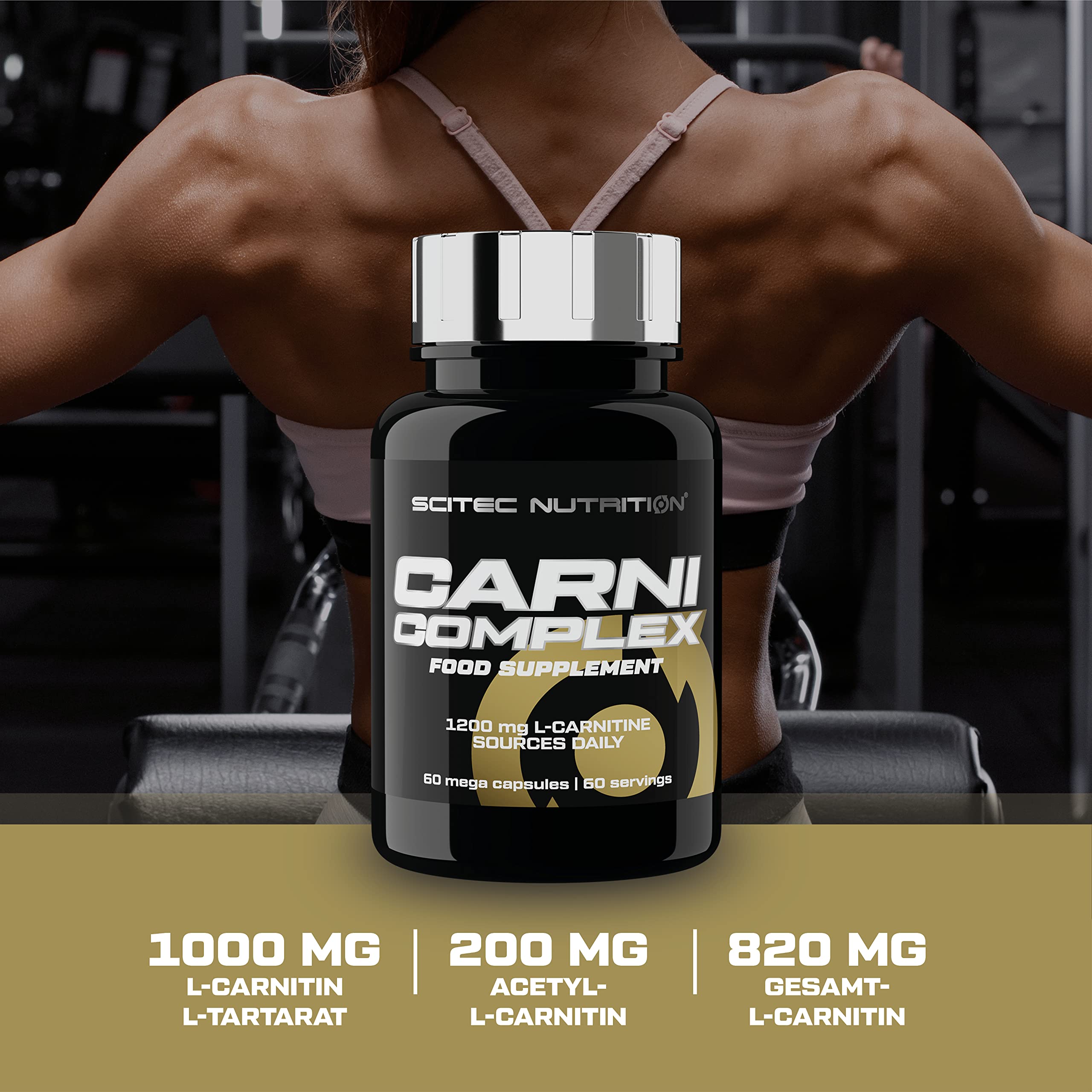Scitec Nutrition Carni Complex, 1200 mg Megakapseln mit L-Carnitin & Acetyl L-Carnitin, 60 Kapseln