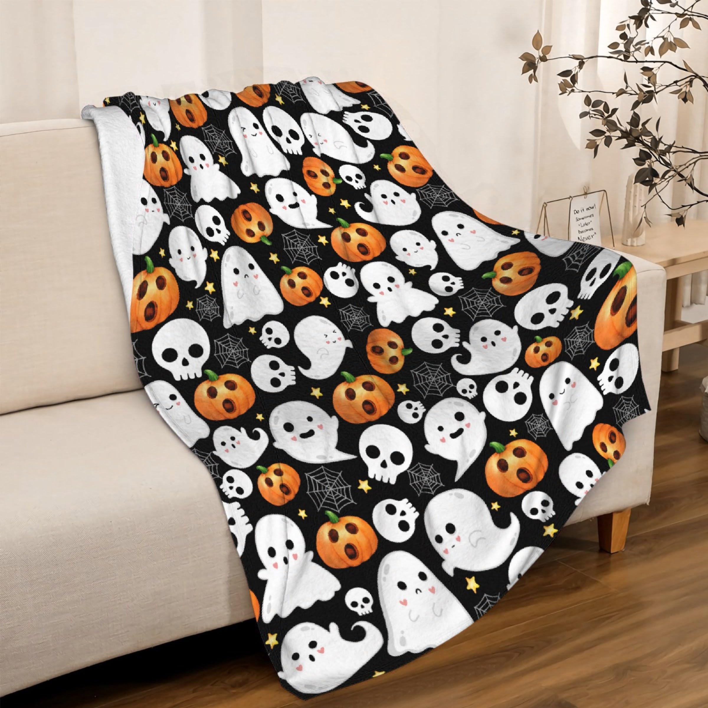 Halloween Pumpkin Ghosts Blanket Gifts Super Soft Lightweight Flannel Blankets Throw for Kids, Adult, Suitable for Couch, Sofa, Bed, Camping, Travel All Seasons 50