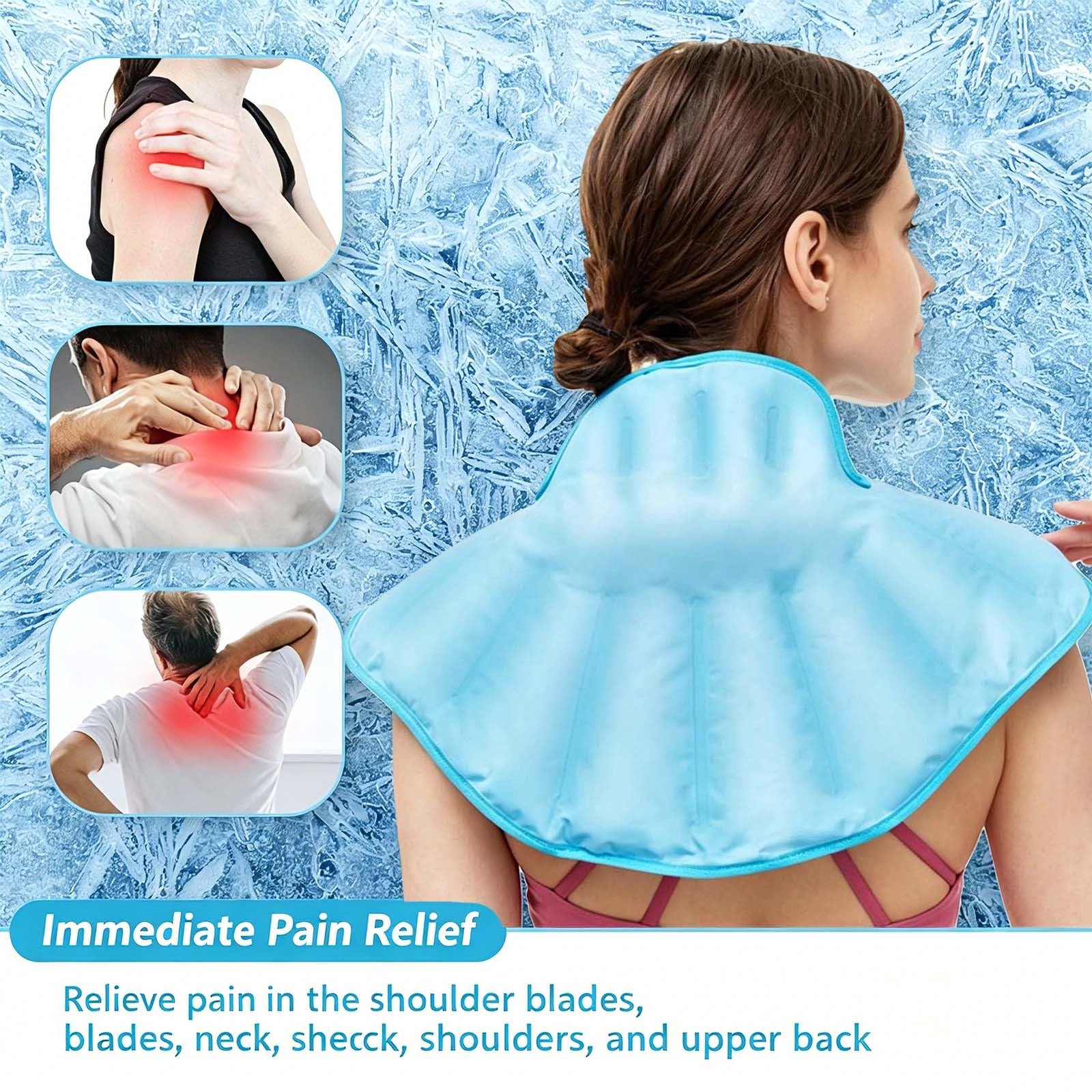 Gel Kühlpad Nacken Schulter Wiederverwendbar - Wohltuende Kalt Warm Kompresse Muskelentspannung - Ergonomisches Eisbeutel Kühlkissen Sport Therapie Alltag - Nackenkissen Kühlpads Linderung 01