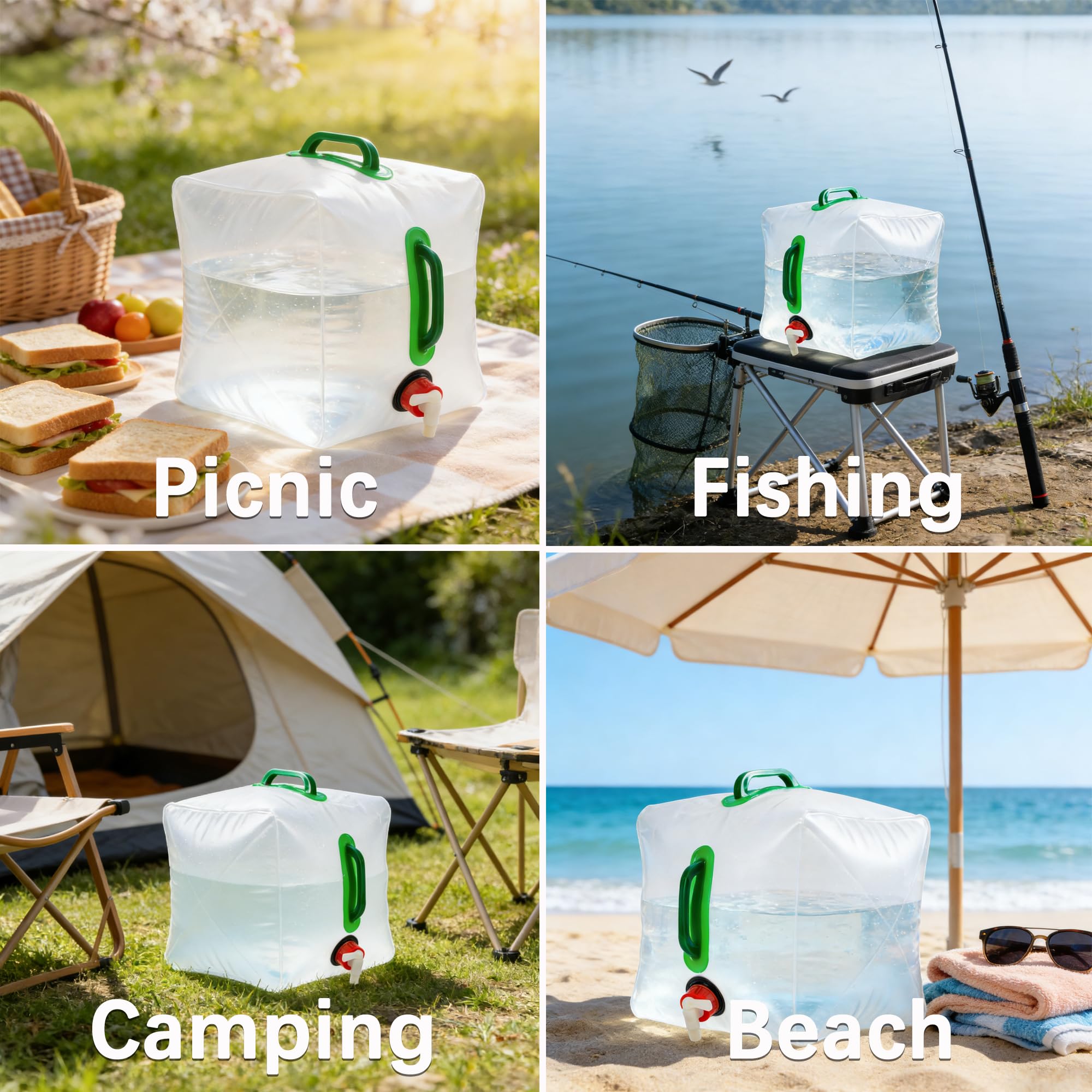 duoyif Sac d'eau Pliable pour Camping, Réservoir d'eau Flexible avec poignée et Robinet, Bidon Eau Pliable pour la randonnée, Le Camping, Le Pique-Nique, Les Voyages, Le Barbecue 1pièce