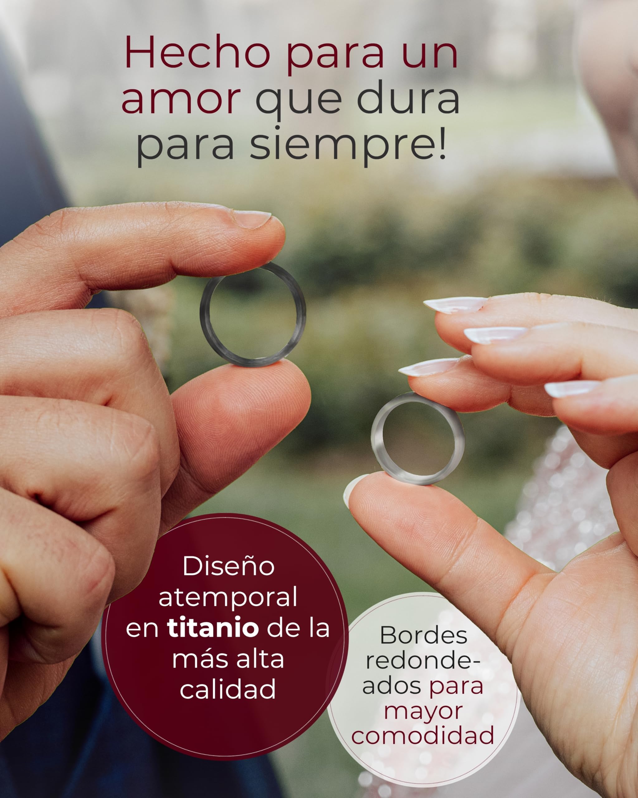 123traumringe Alianzas de titanio | Anillos de pareja con circonita + estuche | Grabables | Tallas 50–70 | 5 mm ancho, 1,8 mm grosor | S92