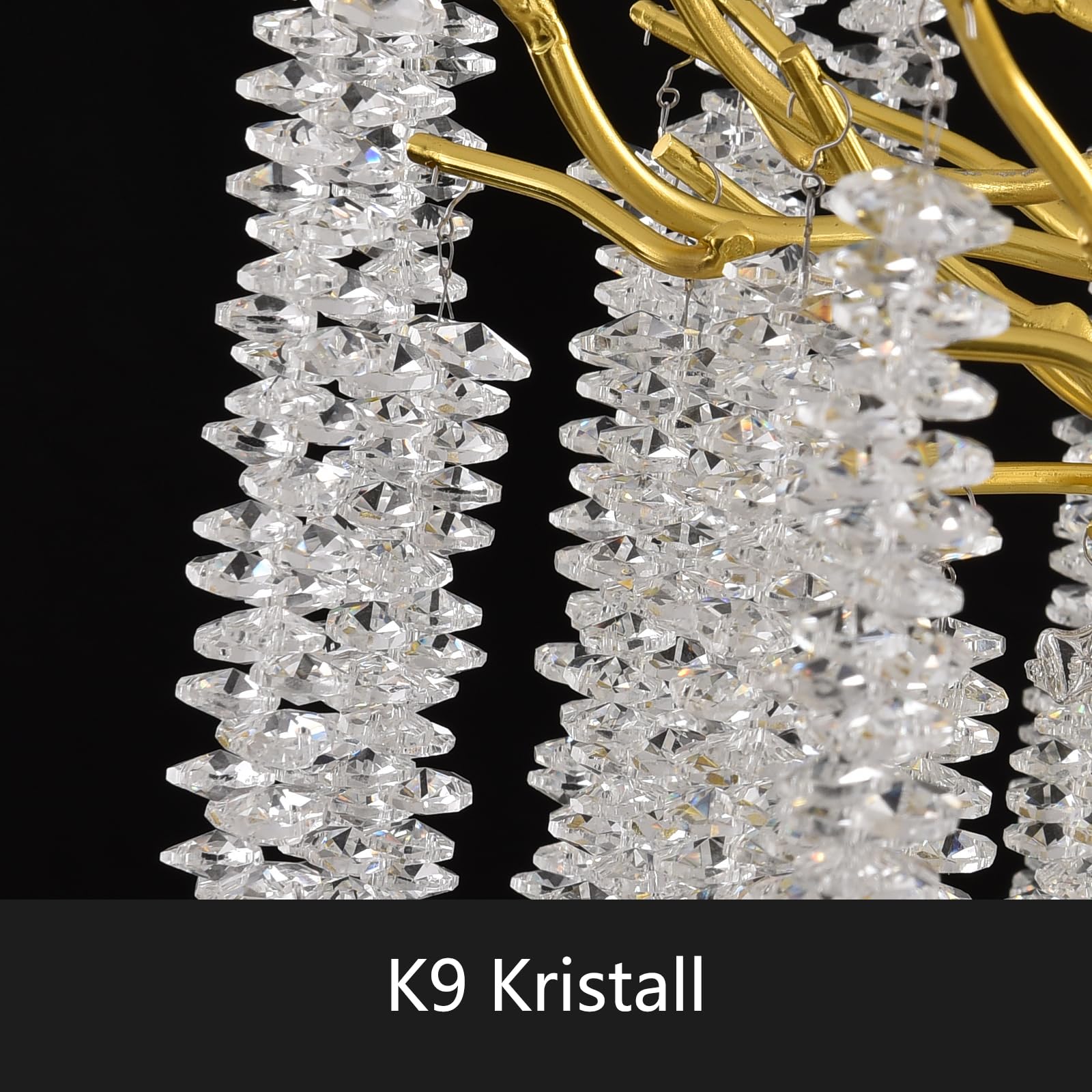 Moderno Lampadario al Cristallo,G9 Lusso Lampadario in Cristallo,K9 Rotondo per salotto, sala da pranzo, camera da letto, ristorante(Oro,80cm)