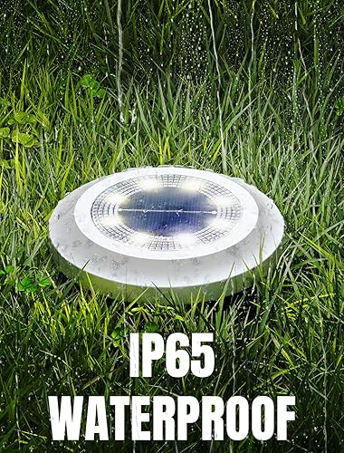 Miniatura 5 de Sennycat Luces solares para exteriores, 12 luces de disco para jardín, funciona con energía solar, impermeable, iluminación de paisaje al aire libre