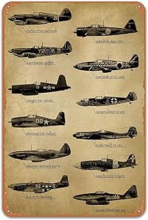 CharcasUS WWII Fighter Planes Metal Tin Sign Wall Decor Man Cave Military Fan Gift Home Bar Pub Decorative Military Poster...