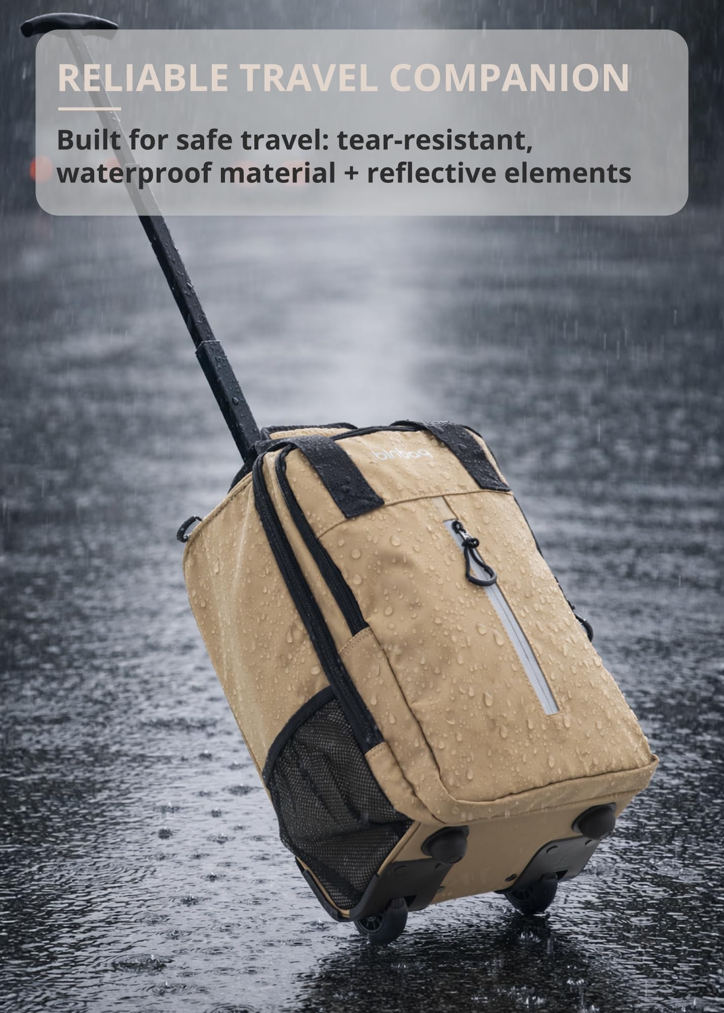 Blnbag M7 - Trolley de cabina 40×20×25 cm impermeable, maleta de mano ligera 20L para vuelos de Ryanair, bolsa de avión 2 ruedas y compartimento acolchado para portátil, color champán