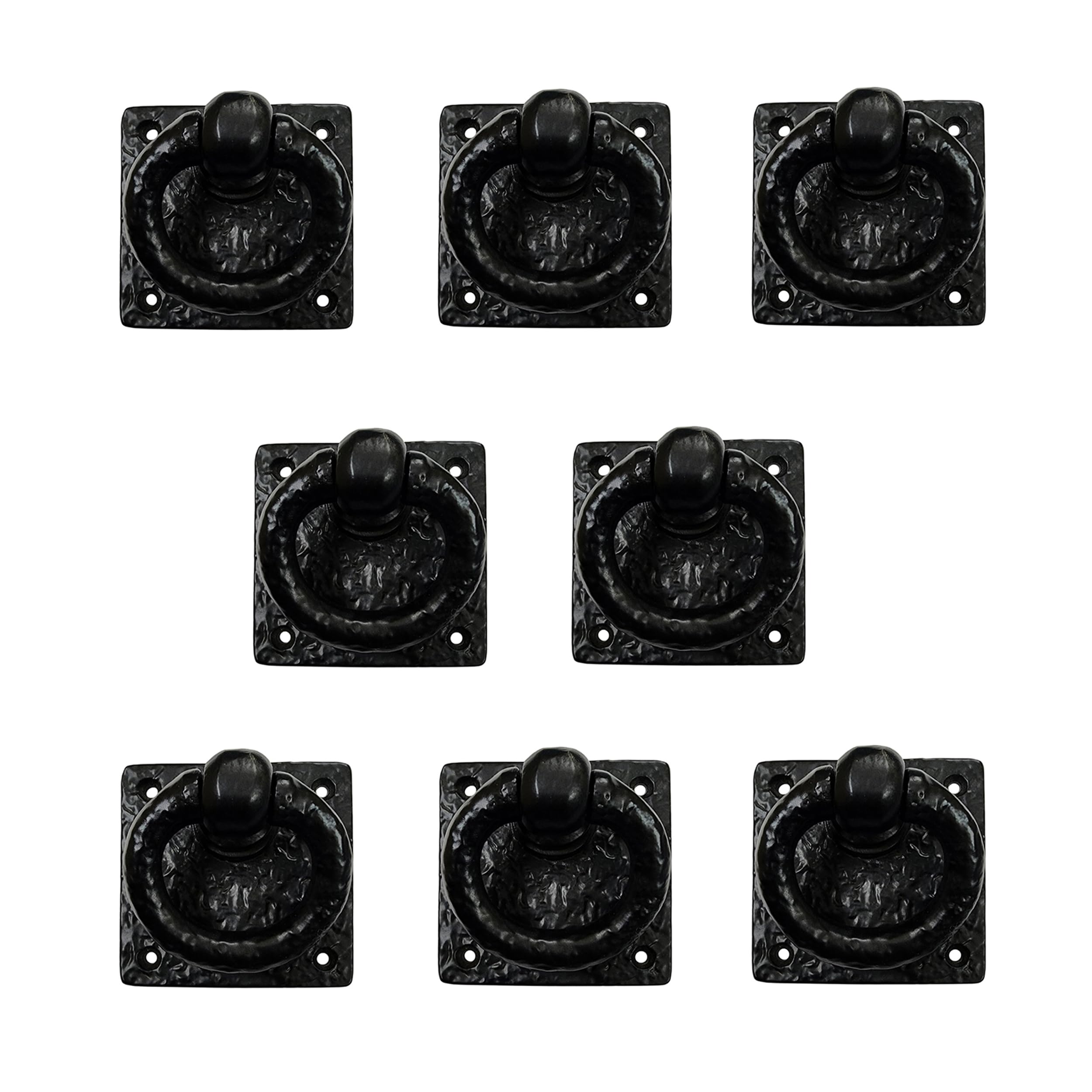 Adonai Hardware 3" "Adonikam Antique Cast Iron Ring Drop Pull (Supplied as 8 Pieces per Pack) - Matte Black