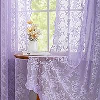 Vista 75 de YJ YANJUN Cortinas traslúcidas negras de 54 pulgadas de largo, panel de cortina de encaje gótico victoriano para cocina, cortinas cortas