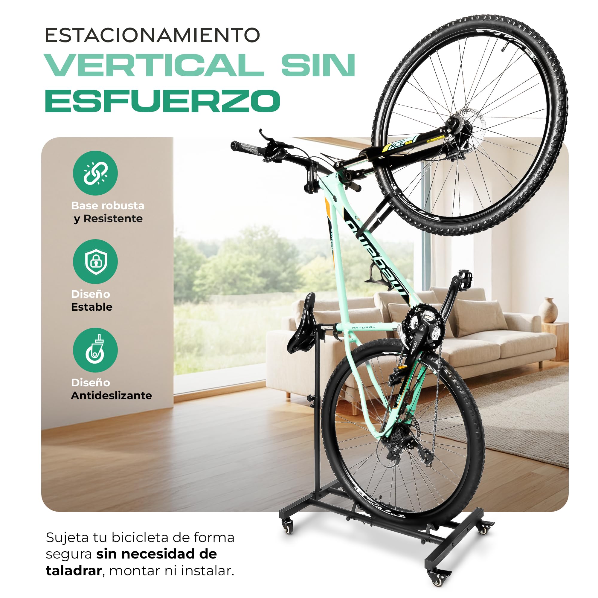 Genérico CHIROS Soporte Bicicletas Suelo Vertical Aparca Bicis de Suelo Casa Garaje