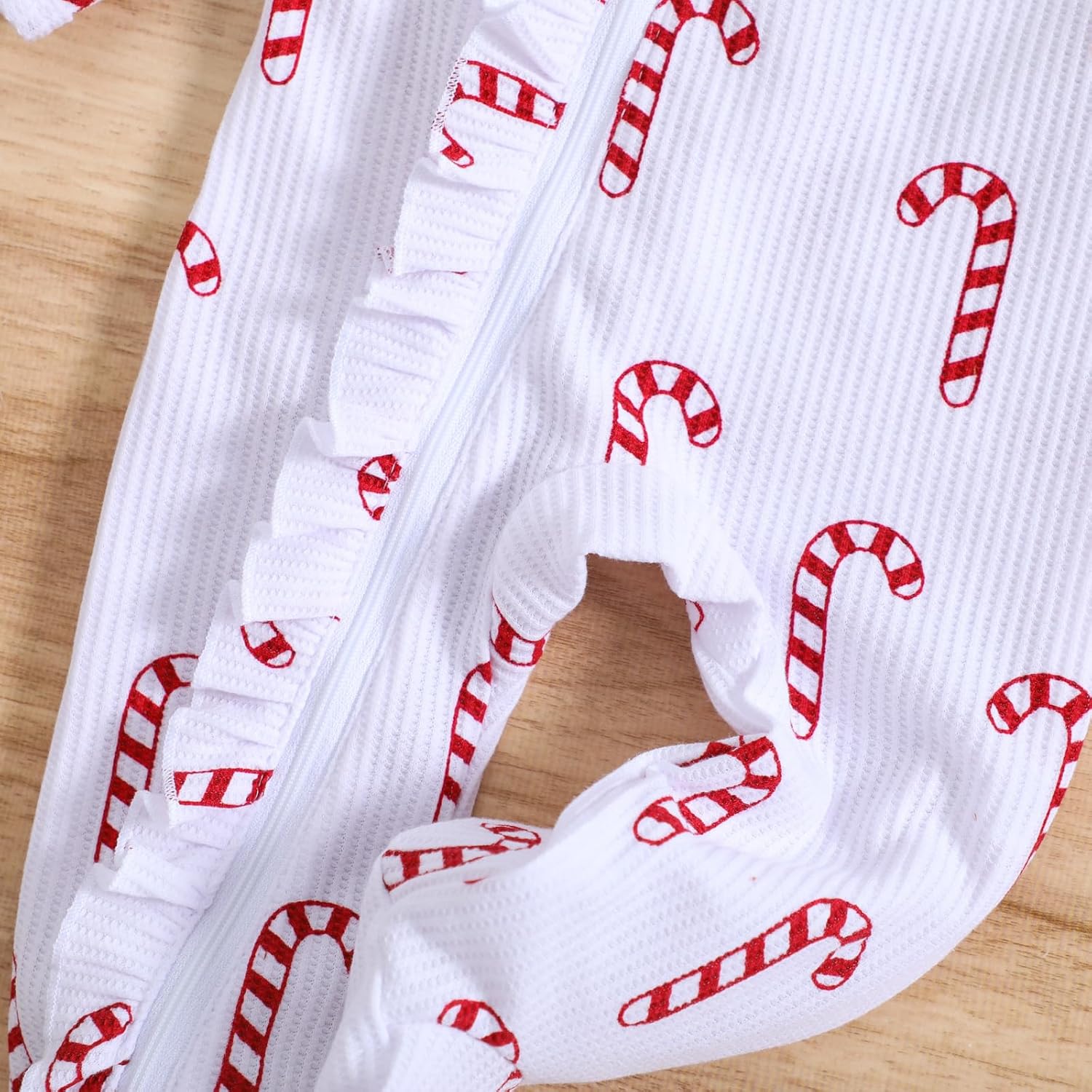 Newborn Baby Girls Christmas Outfit Infant White Footie Romper - Image 6