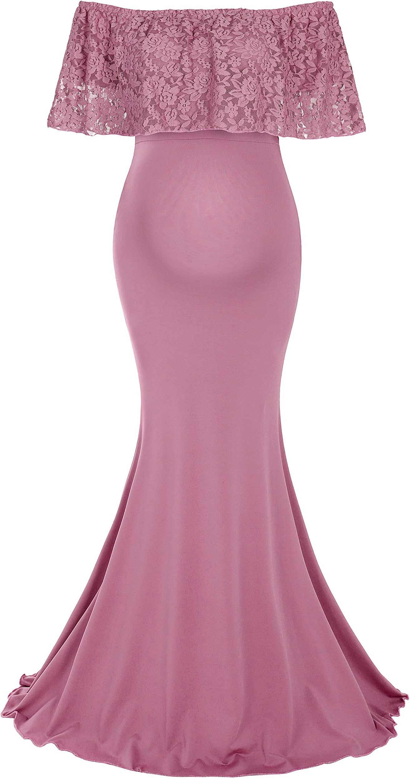 Molliya Maternity Long Dress Ruffles Lace Off Shoulder Stretchy Maxi Photography Dress