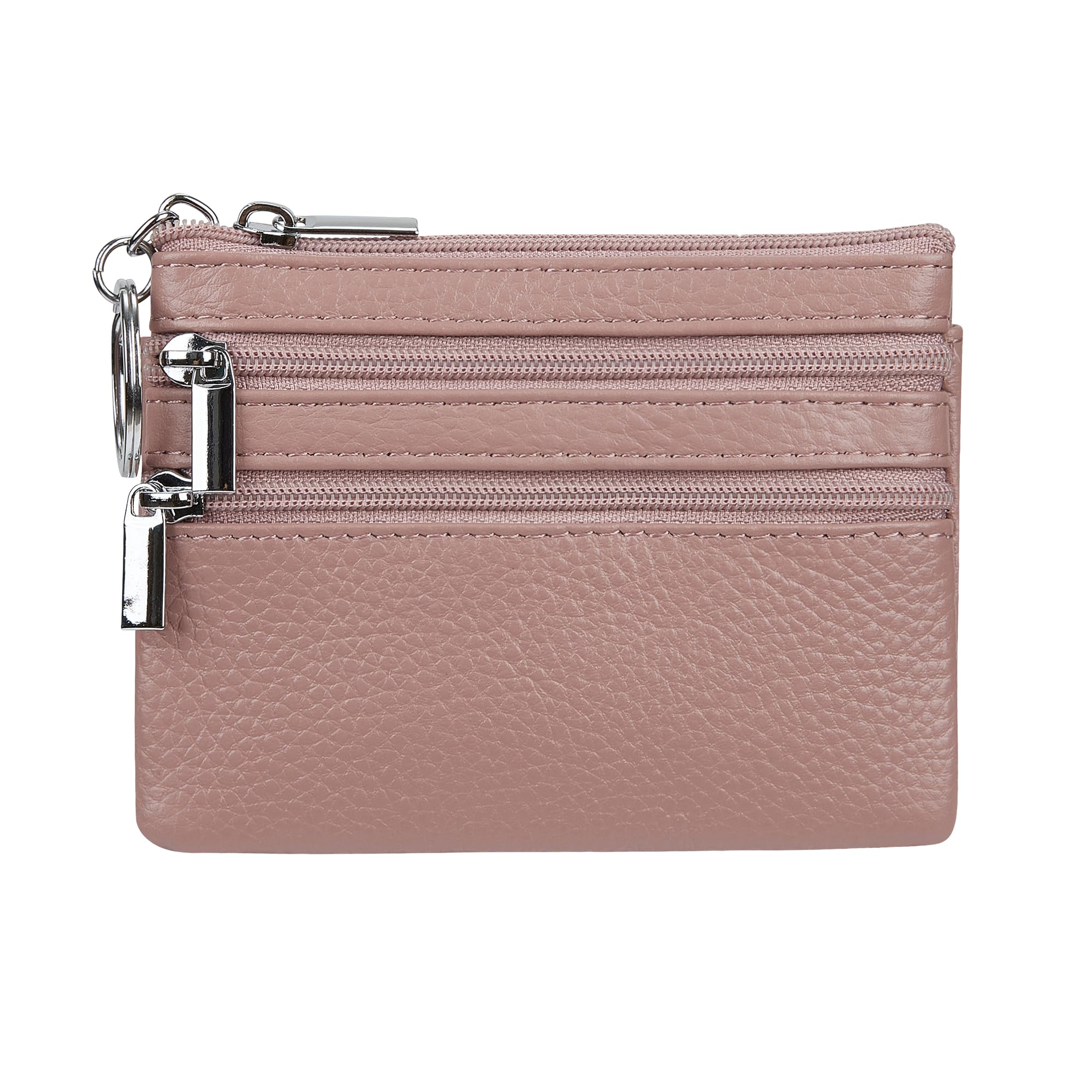 Women's Genuine Leather Coin Purse Mini Pouch Change Wallet with Keychain