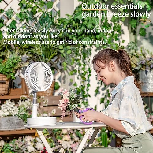 Miniatura 3 de Greheywos Ventilador de escritorio plegable inalámbrico de 7.8 pulgadas, ajustable en altura y ángulo, control remoto, función de temporización,