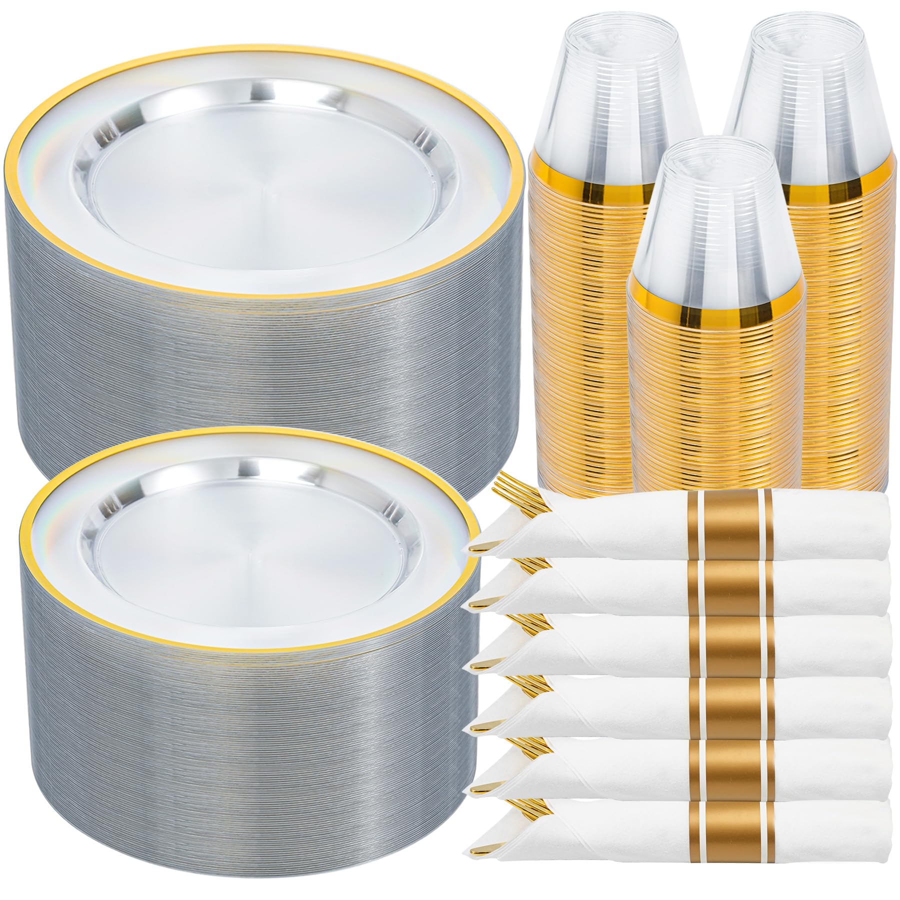 Gold Disposable Plates Set - 350 Piece -11