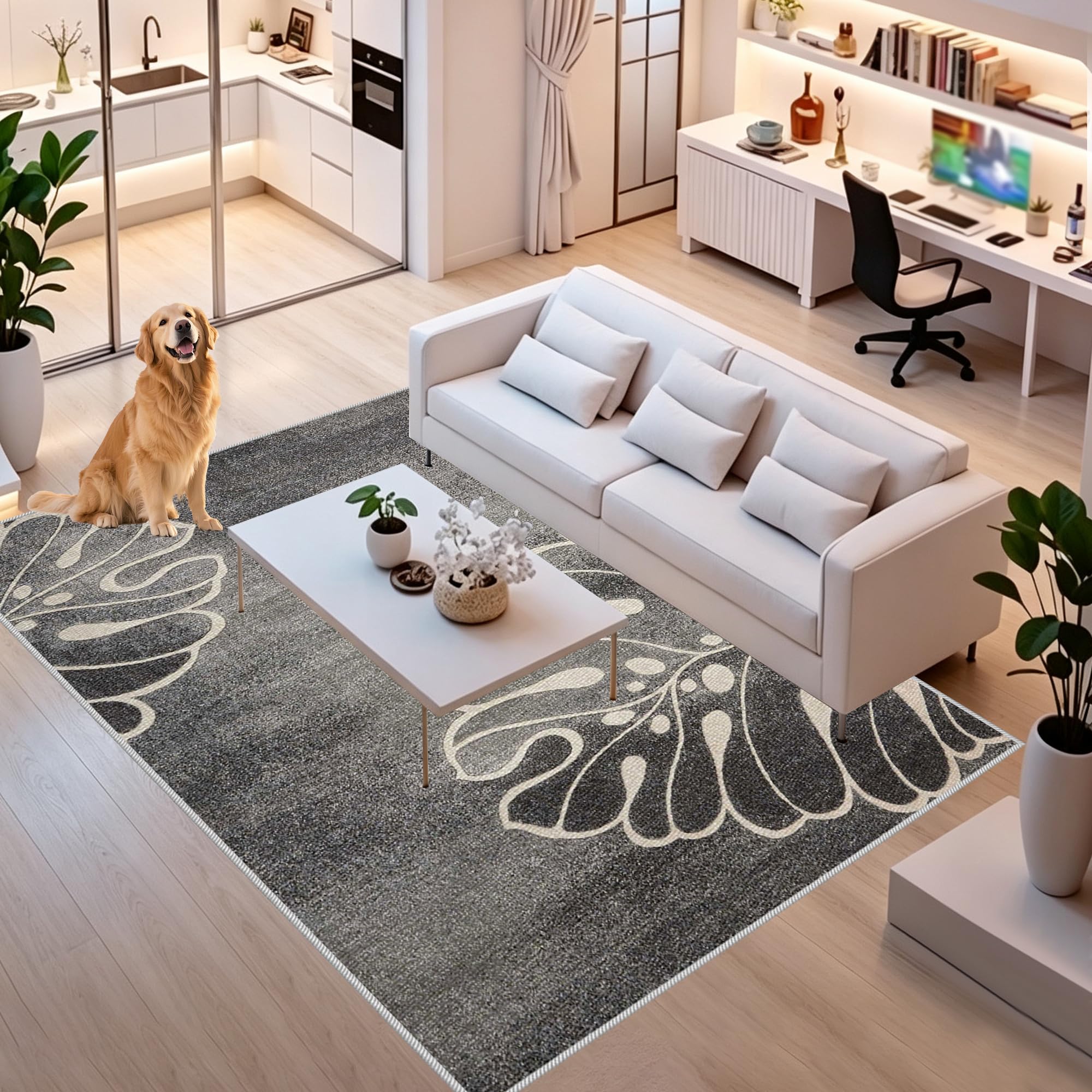 Nowoczesny miękki dywan do salonu z krótkim włosiem można prać 70 x 120 cm