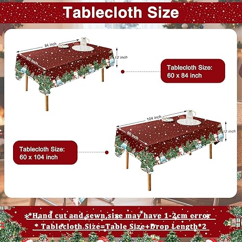 Miniatura 3 de IVAPUPU Mantel de Navidad – Mantel rectangular de 60 x 84 pulgadas, mantel lavable con árboles de Navidad de Papá Noel, para decoración de fiestas,