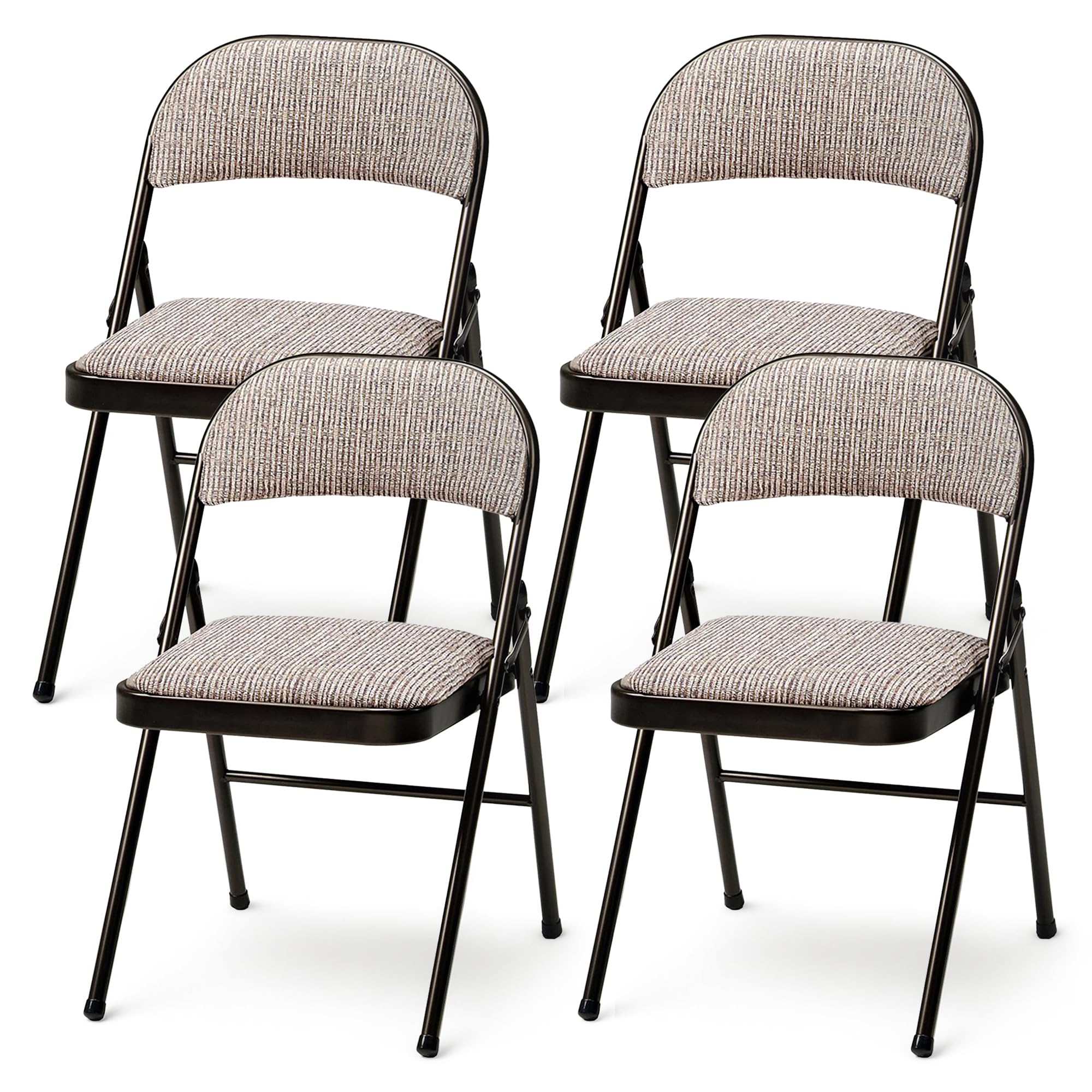 MECO 4 Pack Padded Folding Chairs, Cushioned Motif Fabric Foldable Chair, Cinnabar