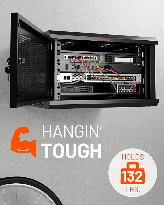 ECHOGEAR 6U Network Rack - Enclosed Wall Mount Rack Kit Includes 2x 1U Shelves, Pre-Mounted Fan, Lockable Door & Hardware - 600mm Depth Fits All Your AV Gear