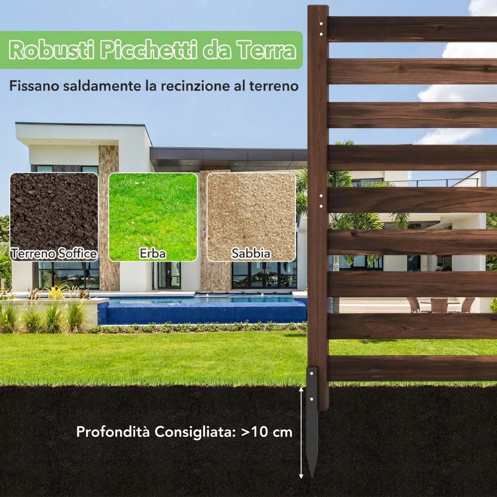 COSTWAY Recinzione da Giardino in Legno Massello, Schermo per Privacy da Esterno Regolabile, Pannelli Privacy da Giardino per Condizionatore e Bidoni della Spazzatura e Divisorio di Spazio (Marrone)
