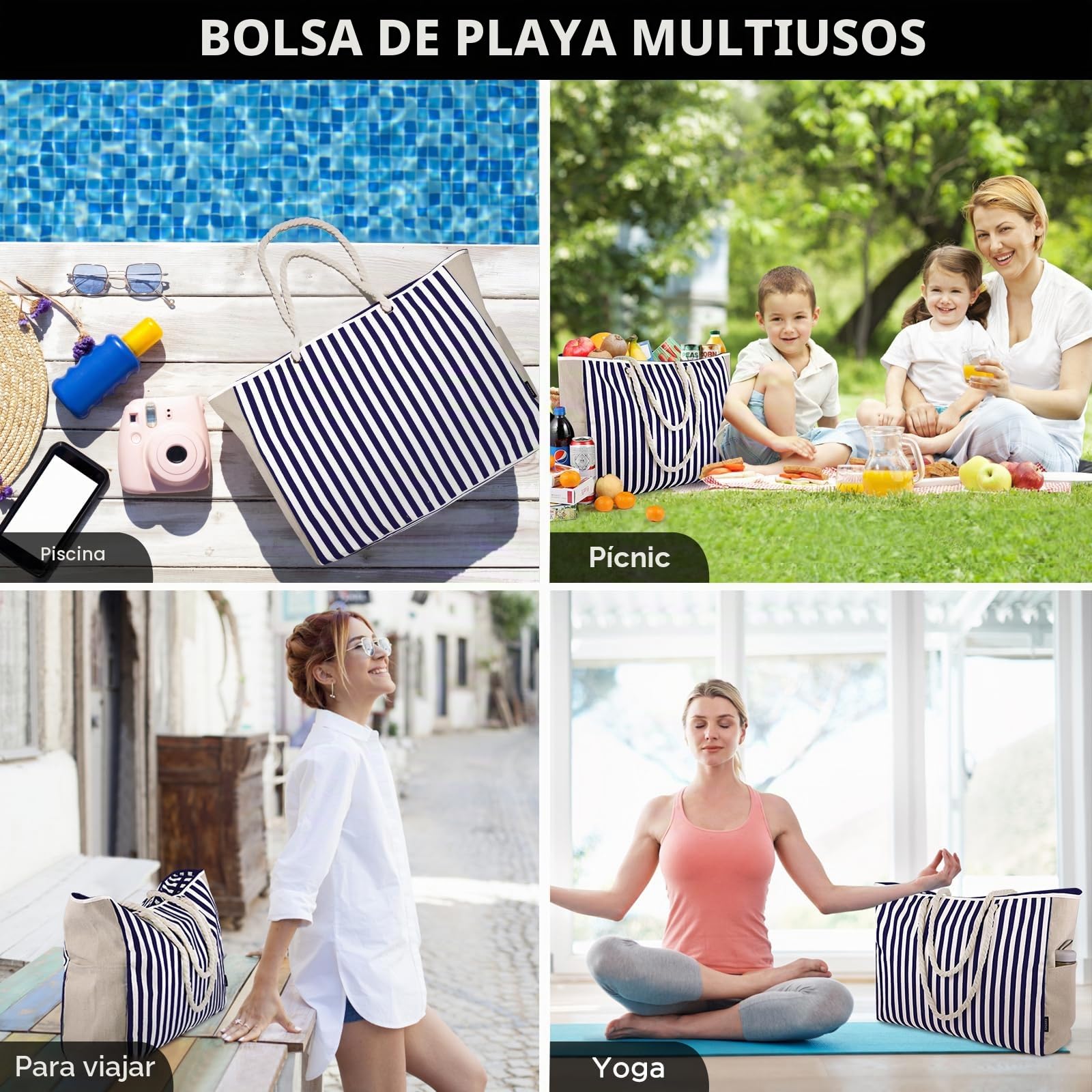 GAGAKU Bolsa de playa para mujer, XXL