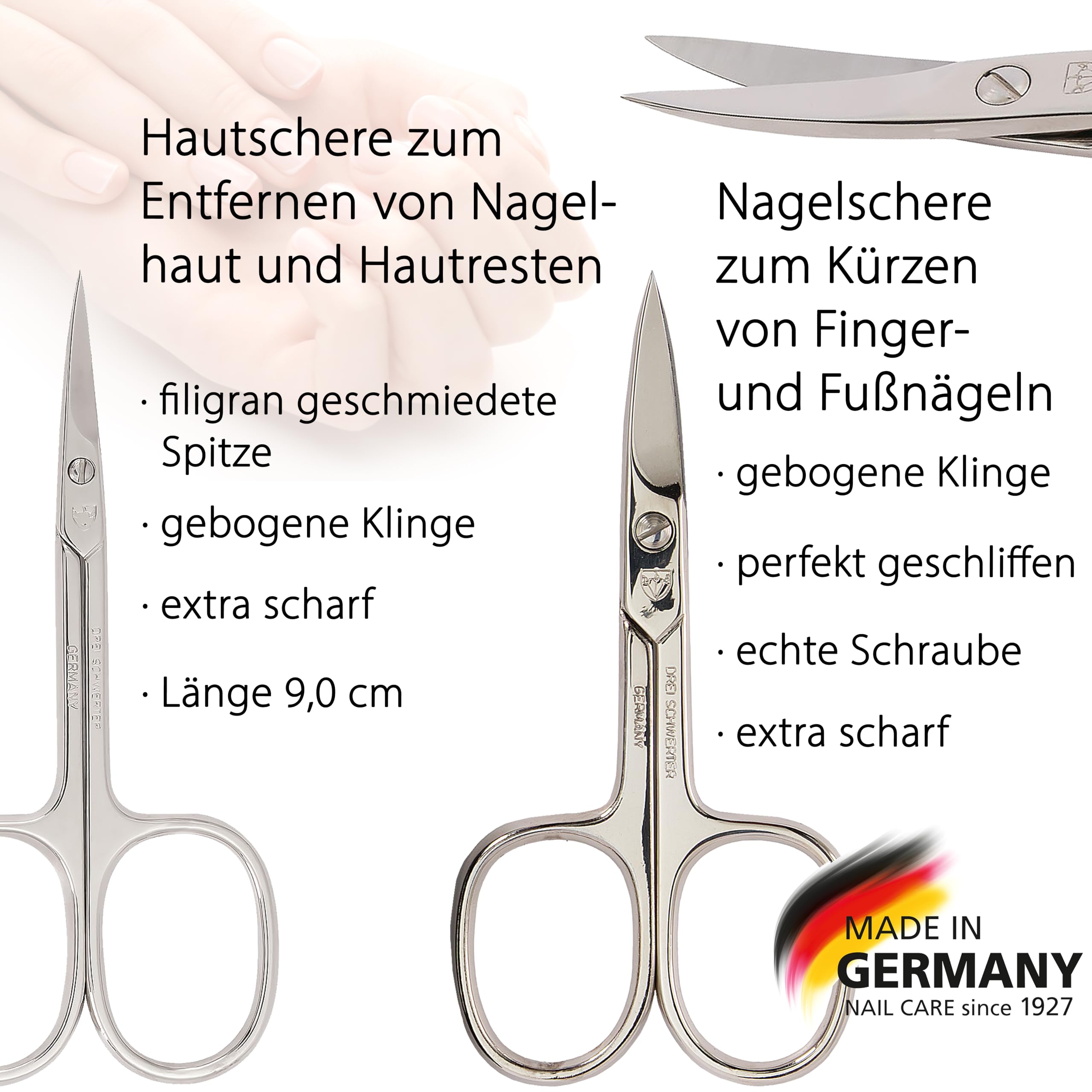 DREI SCHWERTER - Germany 6-tlg. Maniküreset 'Genova' | Nagelpflegeset in schwarzem Kunstlederetui | Inhalt: Nagelschere, Hautschere, Nagelknipser, Glasnagelfeile, Pinzette, Saphirnagelfeile