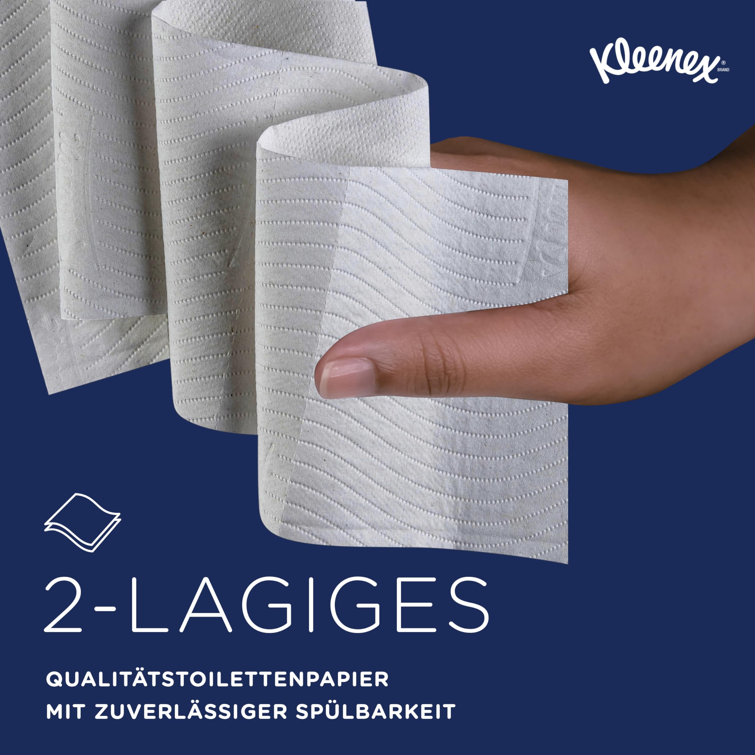 Kleenex 250 rolek papieru toaletowego 8438 – białe, 2-warstwowe, 96 x 250 (24 000 arkuszy)