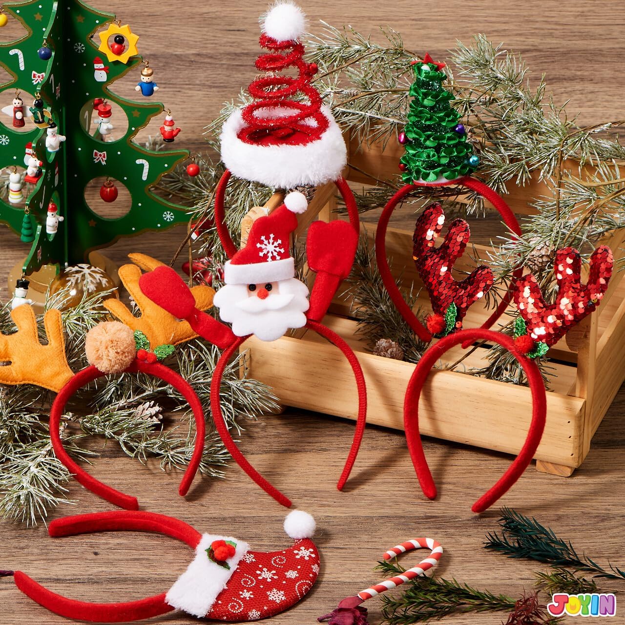 JOYIN 8 Stückt Set Weihnachts Haarreif mit verschiedenen Designs, Haarschmuck für Weihnachtsfeiern Cosplay (Eine Größe passt Alle)