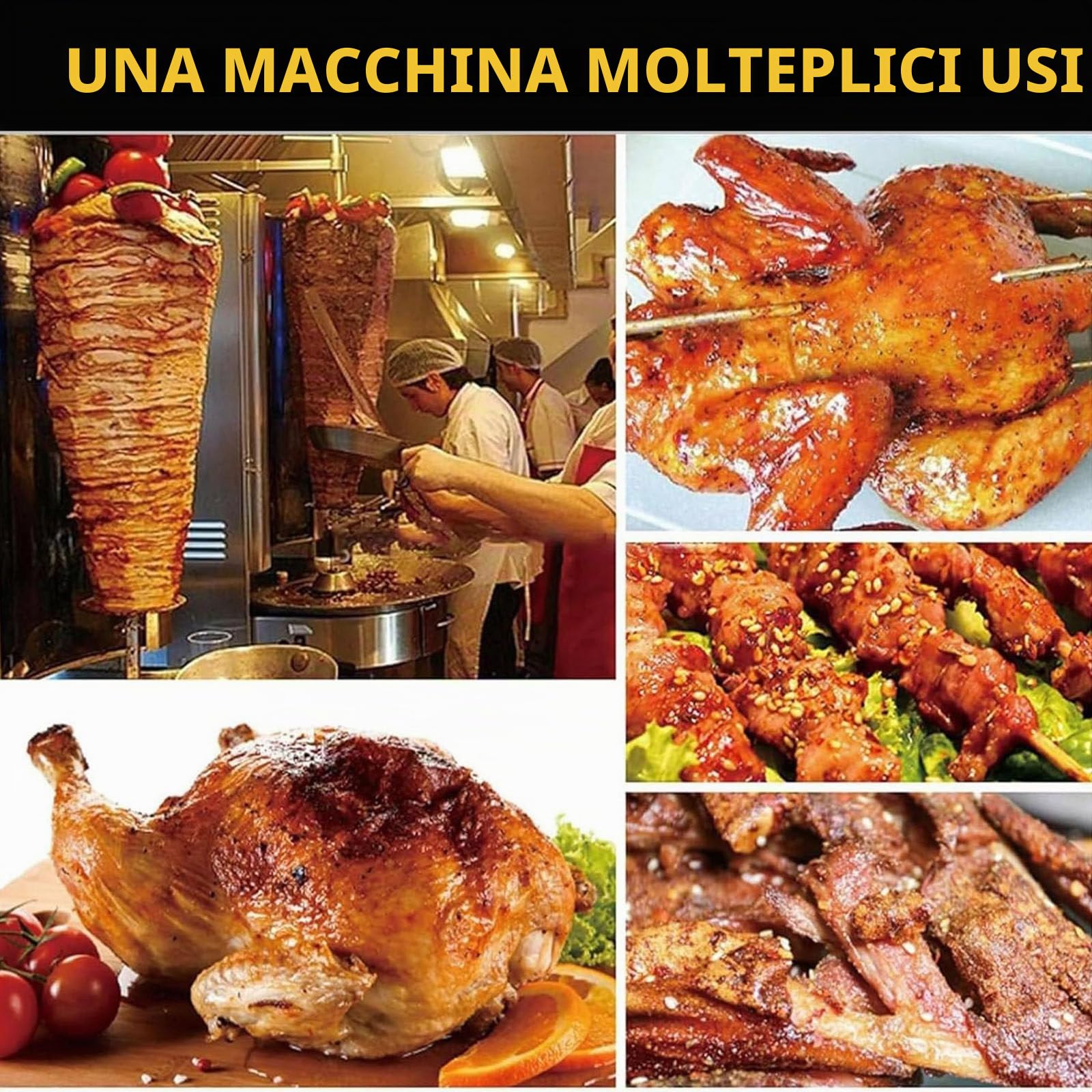 Macchina per Grigliare Shawarma, Macchina per Grigliare Gyro Kebab Verticale Elettrica, Macchina per Arrostire con 2 Tubi Riscaldanti e Vaschetta Raccogli-Carne,barbecuestove