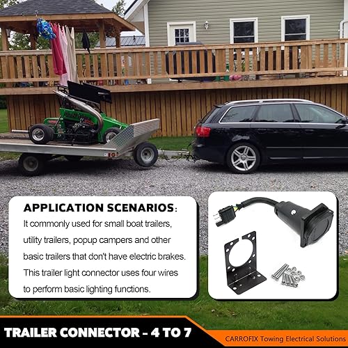 Miniatura 7 de Adaptador de cableado de remolque de hoja plana de 4 vías a 7 vías Enchufe de conector de camión con soporte de montaje