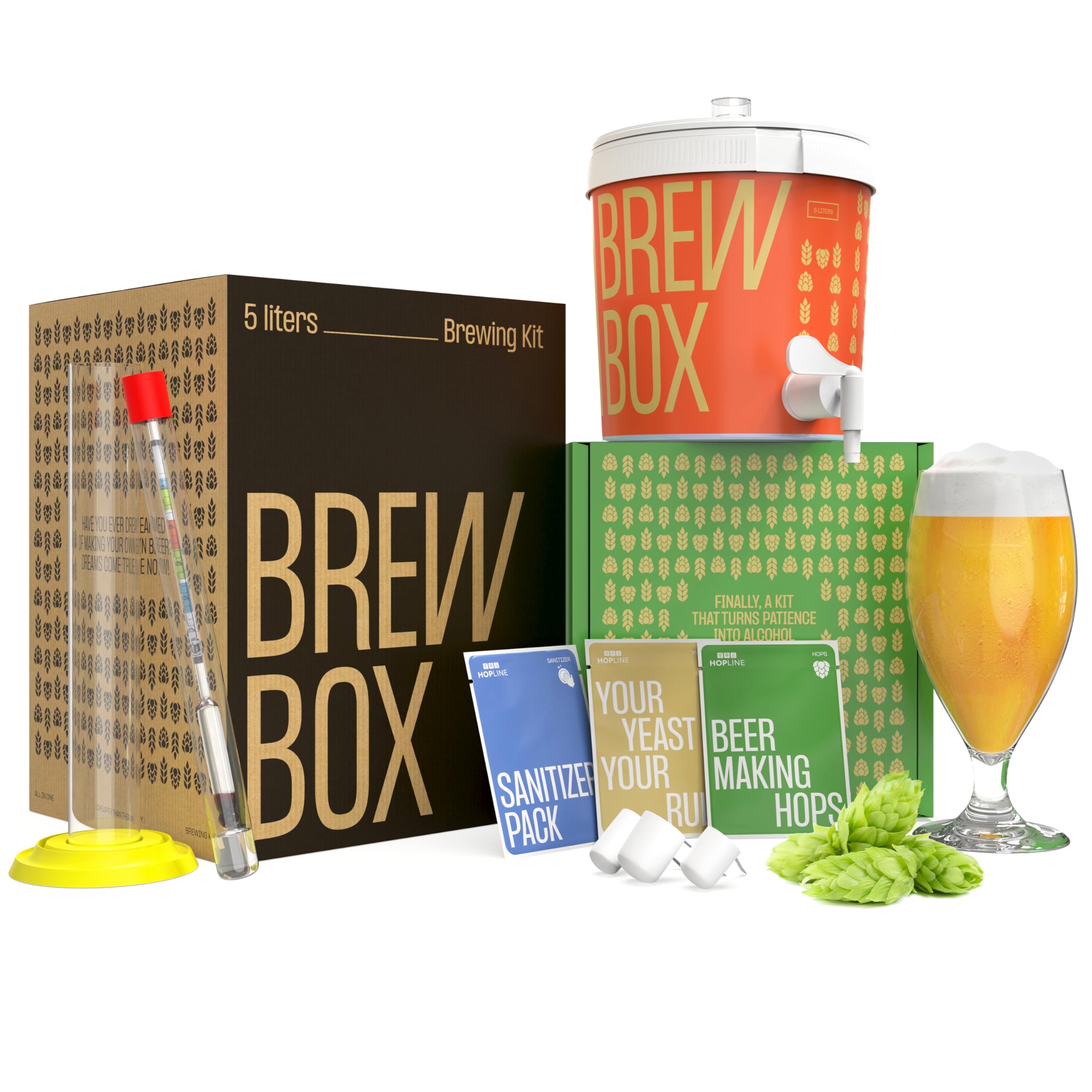 Hopline Bierbrauset Helles - Bier selber brauen - 5 Liter - Biergeschenk - Geschenke für Männer, Väter, Freunde - Geburtstagsgeschenk - Geschenkideen für Männer- Bier- Geschenke für Männer