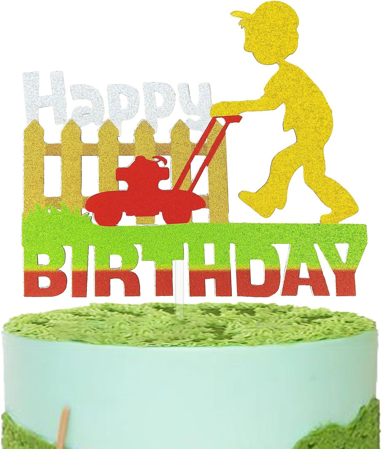 Festus Mowing Cake Topper, Lawn Mower Birthday Cake Decor