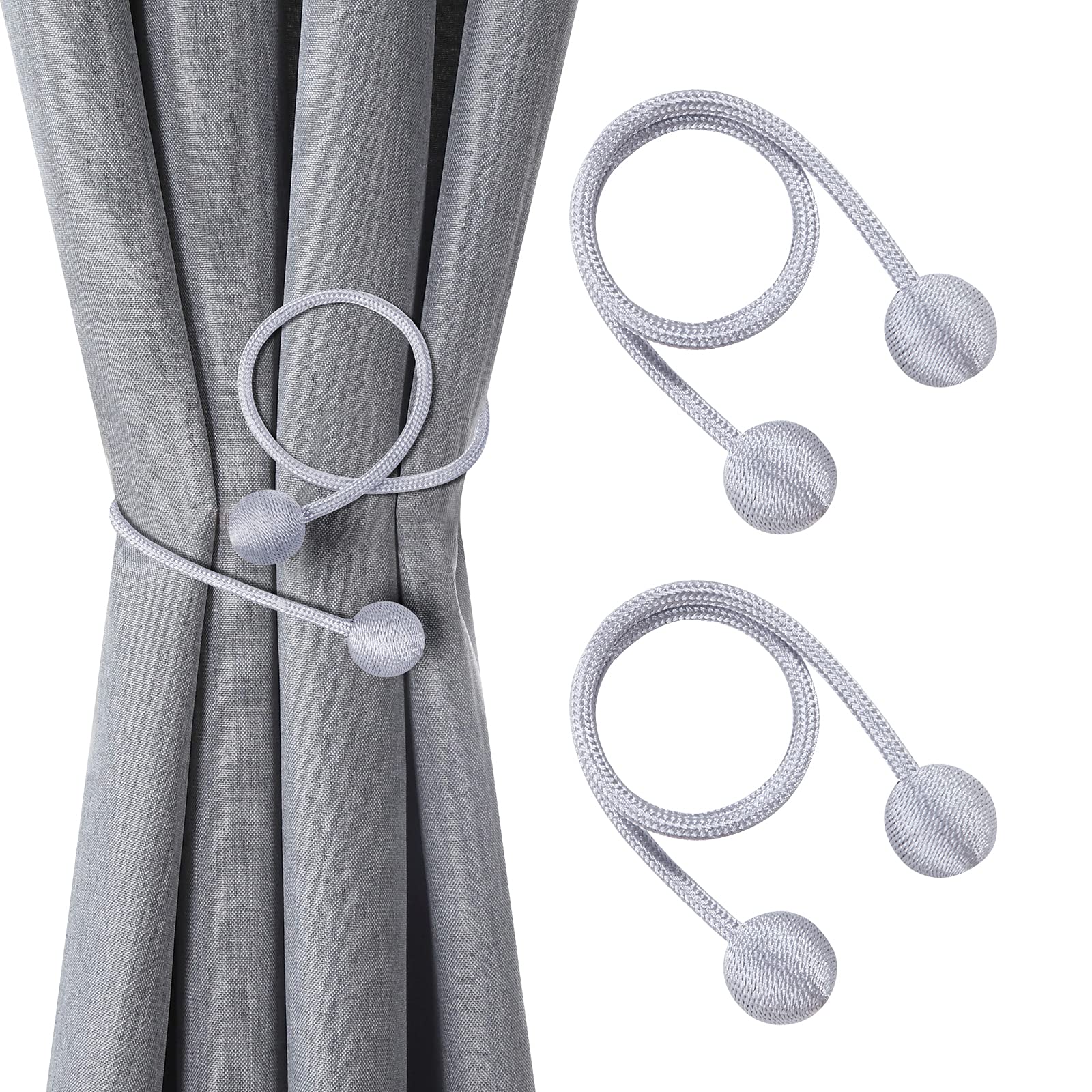 DearL%k 2pcs Sliver Curtain Hold Back, Twist Curtain Tiebacks, Decorative Curtain Rope for Home and Office Window Drape