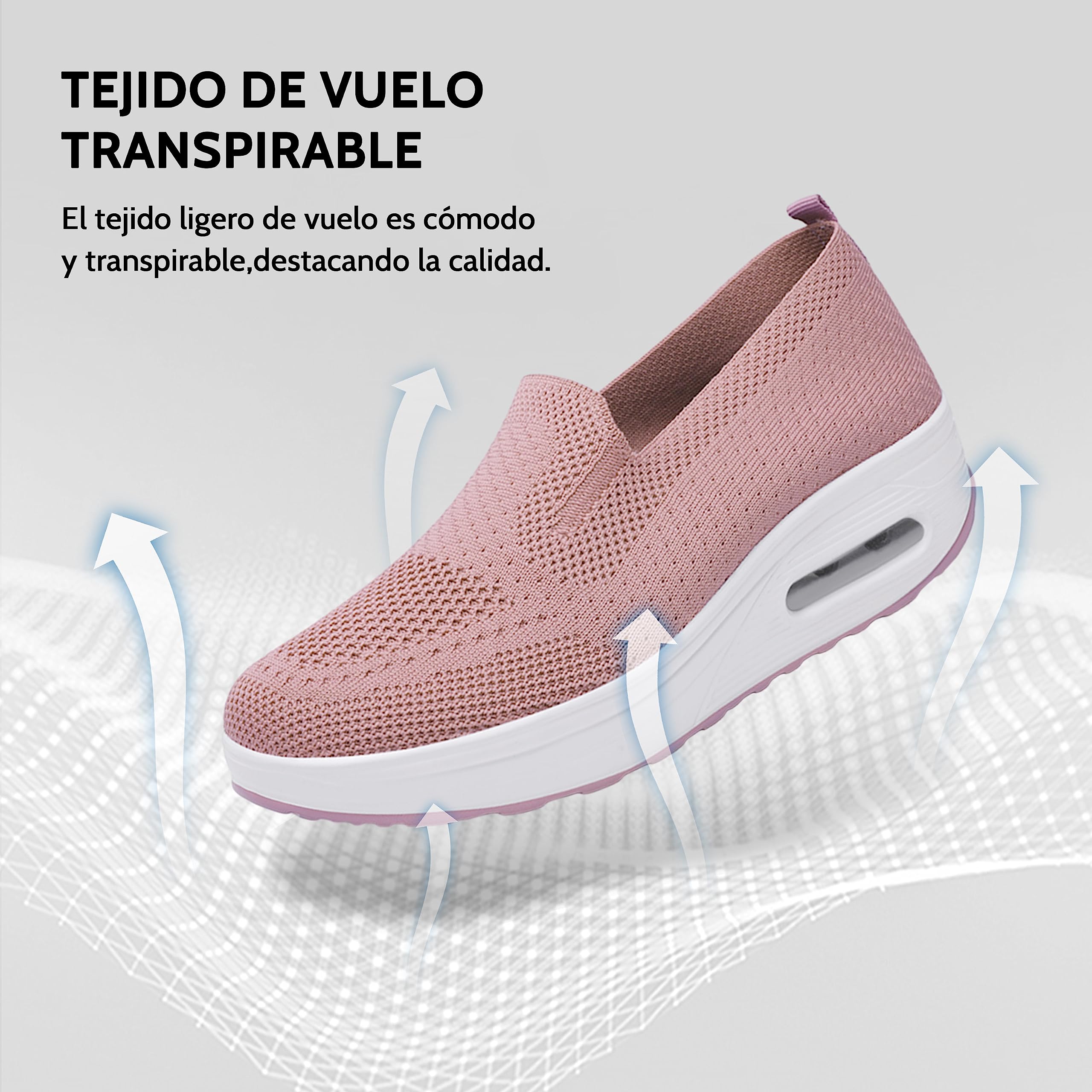 Zapatillas De Deporte Zapatos Respirado Ligero Malla Talla 35-42 Mujeres Deporte Running Zapatillas Sacudir Casual Zapatos Height-Increasing Sneaker