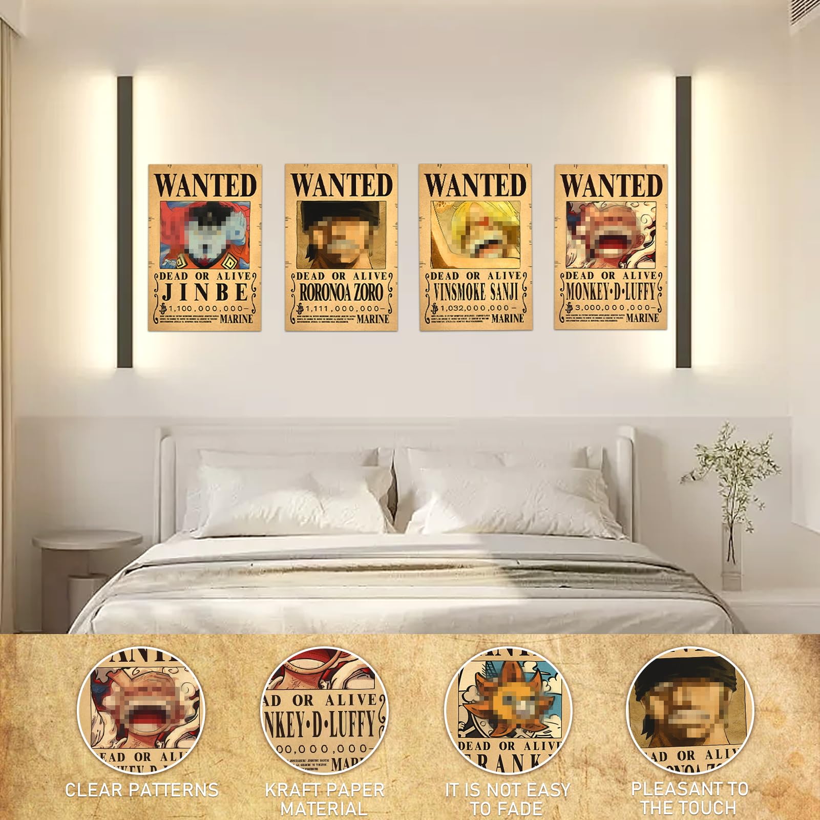 Lot De 10 Posters Anime Wanted - 42x29 Cm - Style Rétro Manga - Déco Murale Chambre Adolescent