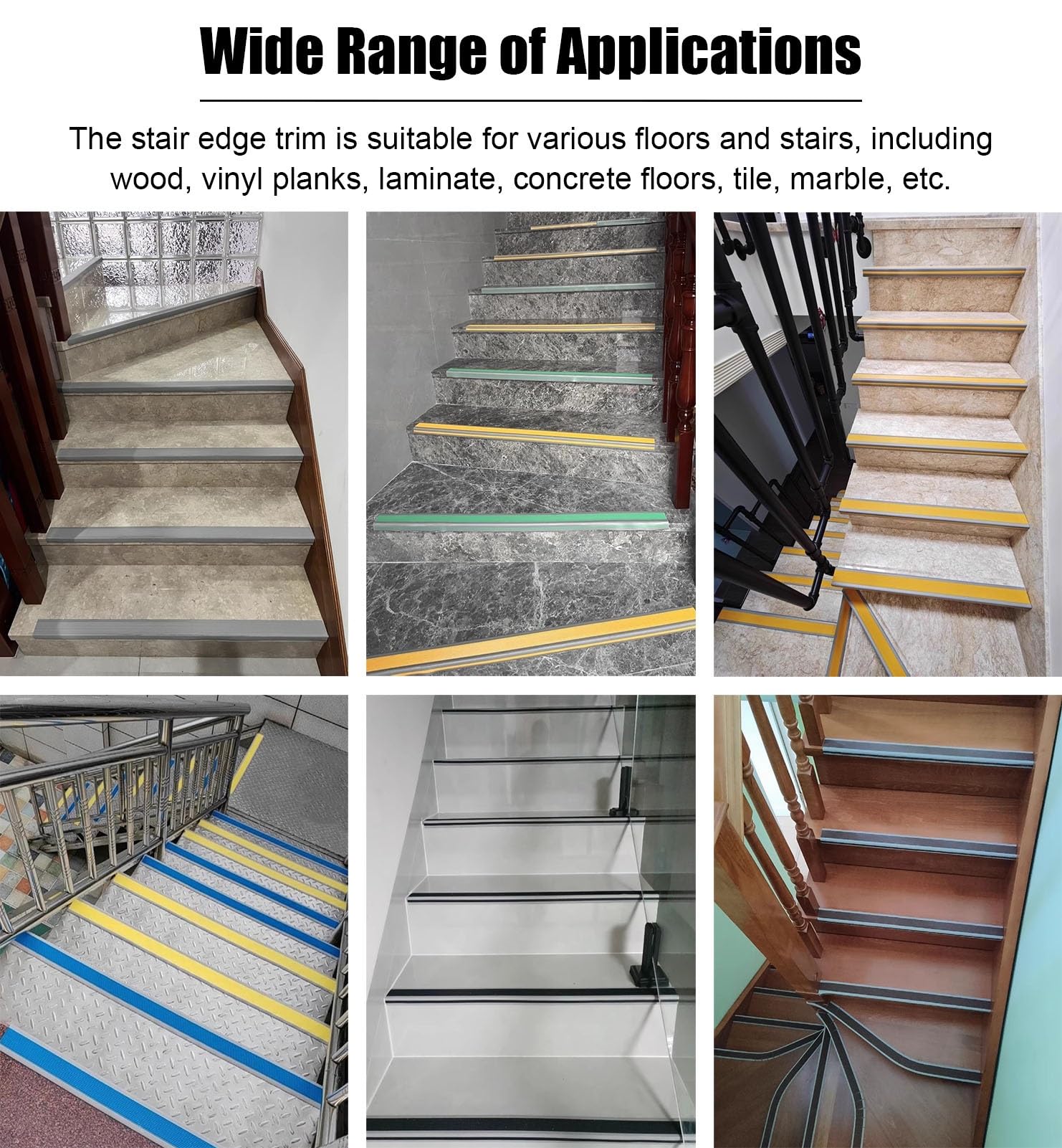 Vibeo Barre de Seuil Autocollant Nez de Marche, PVC Antidérapant Bande de Transition pour Marches D'escalier, Carrelage/stratifié/marbre Protection de Marches Extérieur(Brown,30m (98.4ft))