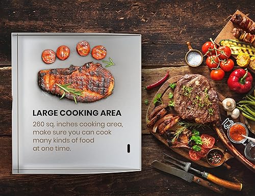 Miniatura 6 de Stanbroil Parrilla de mesa Blackstone de 17 pulgadas con sistema de grasa frontal, parte superior de repuesto de parrilla de acero inoxidable para