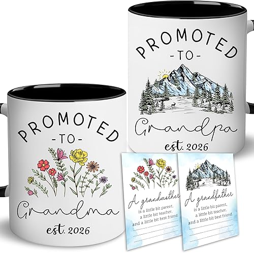 BSQUIELE Regalos para abuelos por primera vez Taza promocionada a abuelos Anuncio de embarazo para abuelo abuela Tazas para el día de la madre