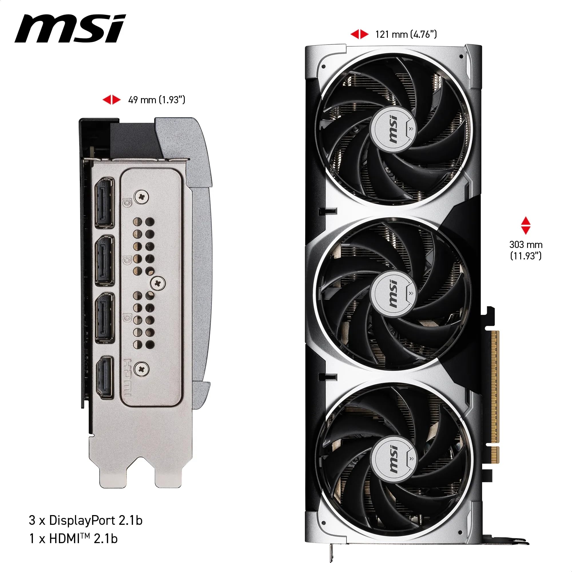 MSI GeForce RTX 5080 Ventus 3X OC 16 Go GDDR7 Carte Graphique PCIe 5.0 Triple Ventilateur HDMI 2.1b DisplayPort 2.1b