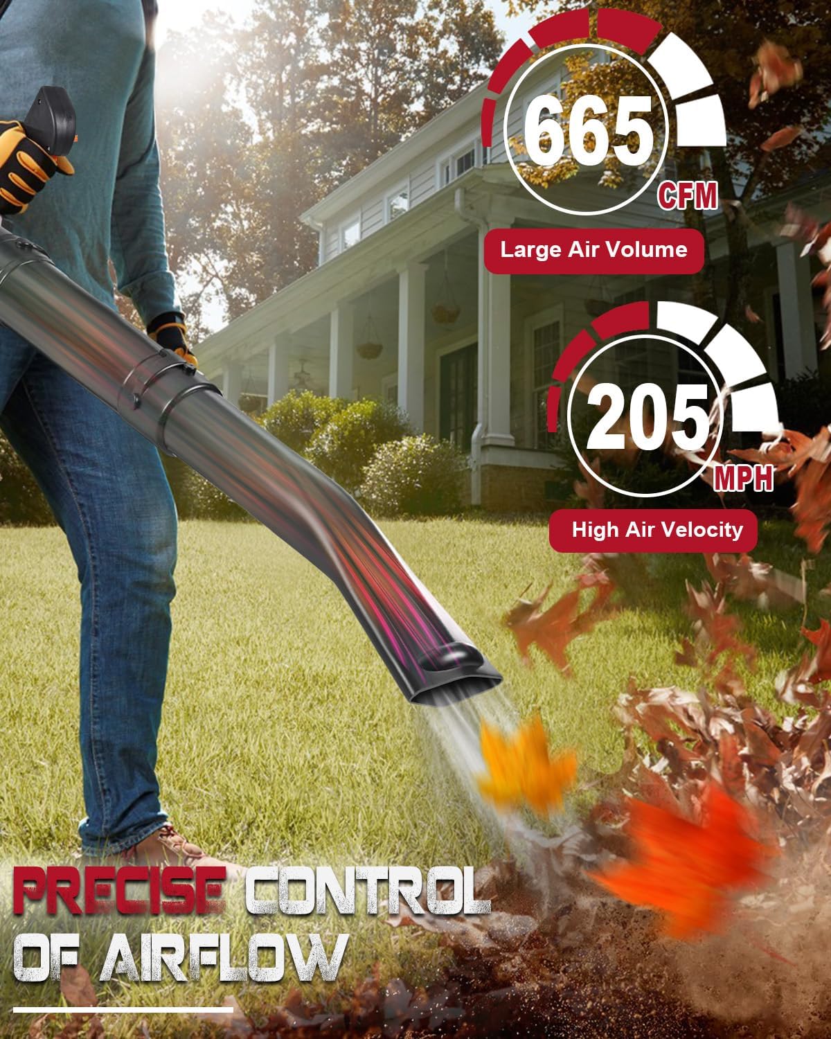 63CC Gas Backpack Leaf Blower, 2-Stroke, 665 CFM, 205 MPH, Variable Speed & Cruise Control, Ergonomic Harness, Reduced Emissions, for Fast Yard Cleanup (TR695 Pro) - Image 3