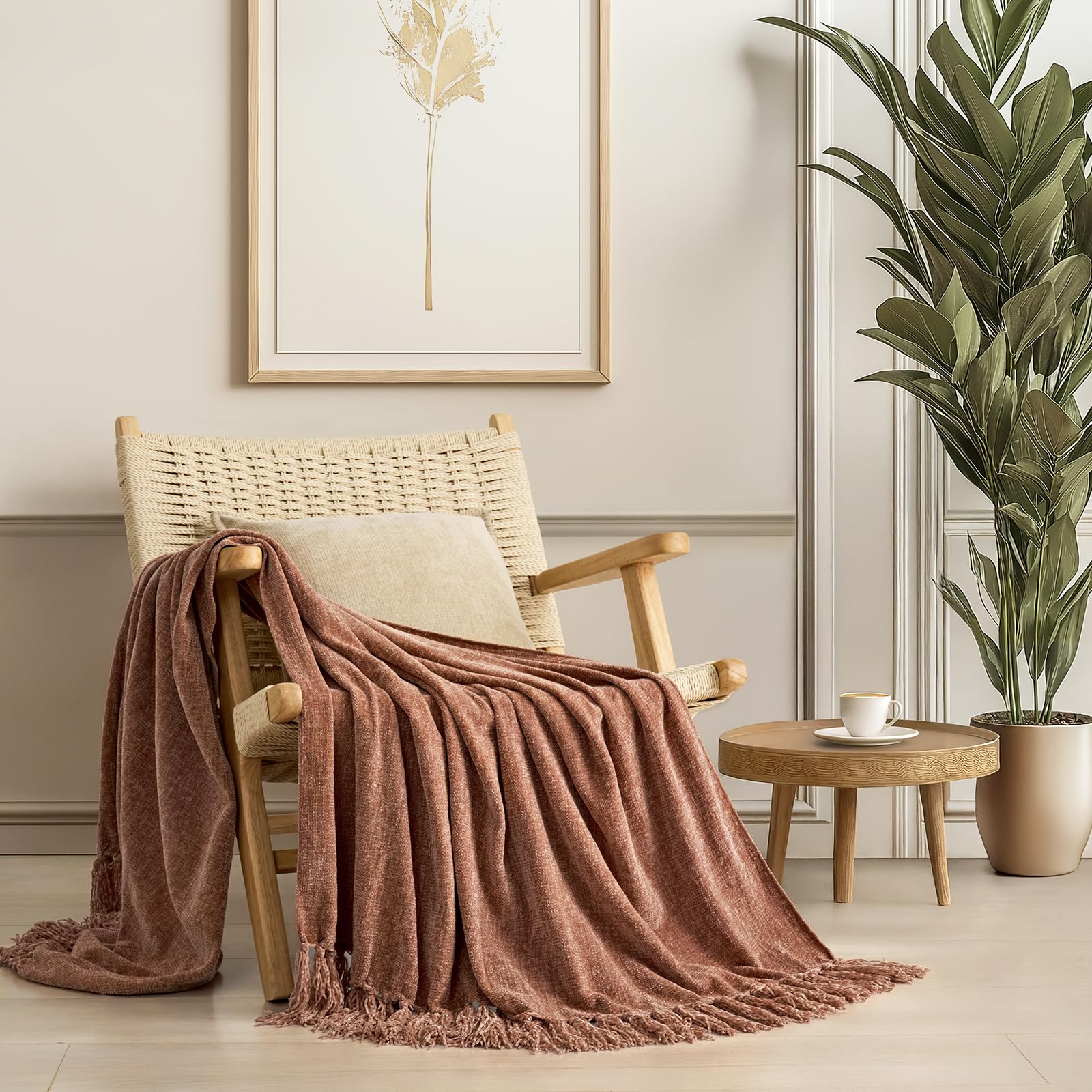 Photo 1 of EverGrace Chenille Knit Throw Blanket 60"x80" Clay