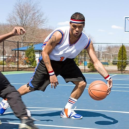 Miniatura 10 de Juego de diadema y pulsera deportiva con la bandera estadounidense para baloncesto, fútbol, correr, gimnasio y ejercicio