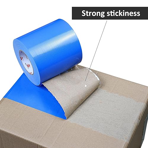 Miniatura 3 de BOMEI PACK Cinta adhesiva azul, rollo más ancho, 6 pulgadas x 60 yardas, 9 mil de grosor, resistente, impermeable, flexible, sin residuos ni