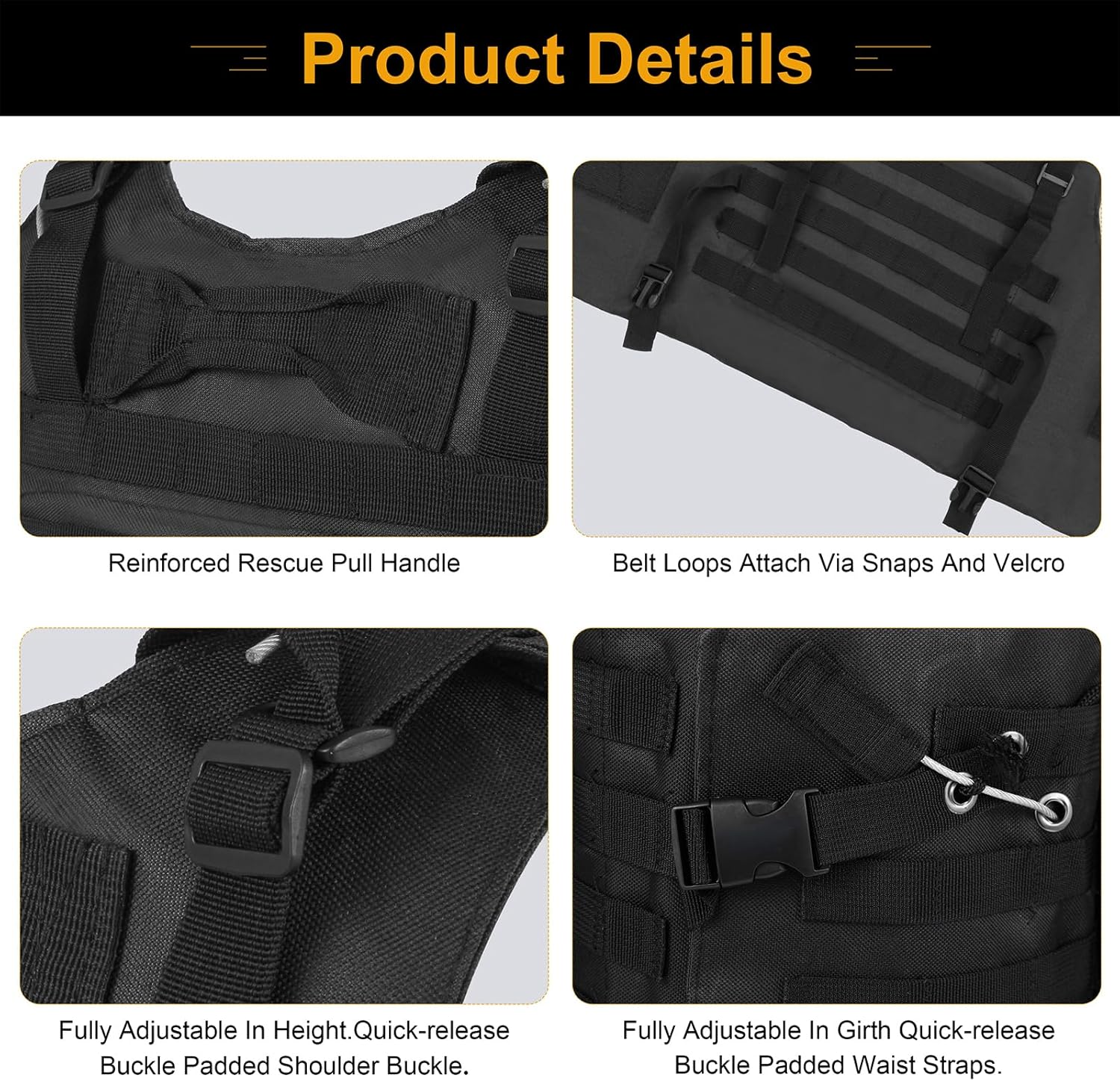 Tactical Vest Set for Men - Airsoft Paintball Gear and Equipment(Black)
