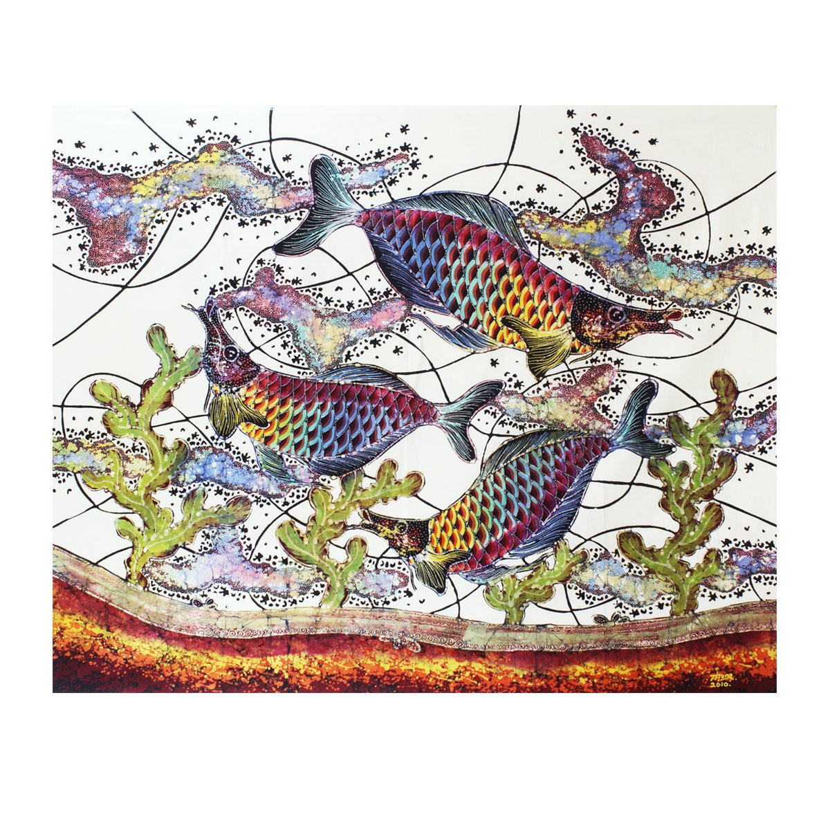 Batik Art Painting, 'Arowana Fish' by Agung (90cm x 75cm)