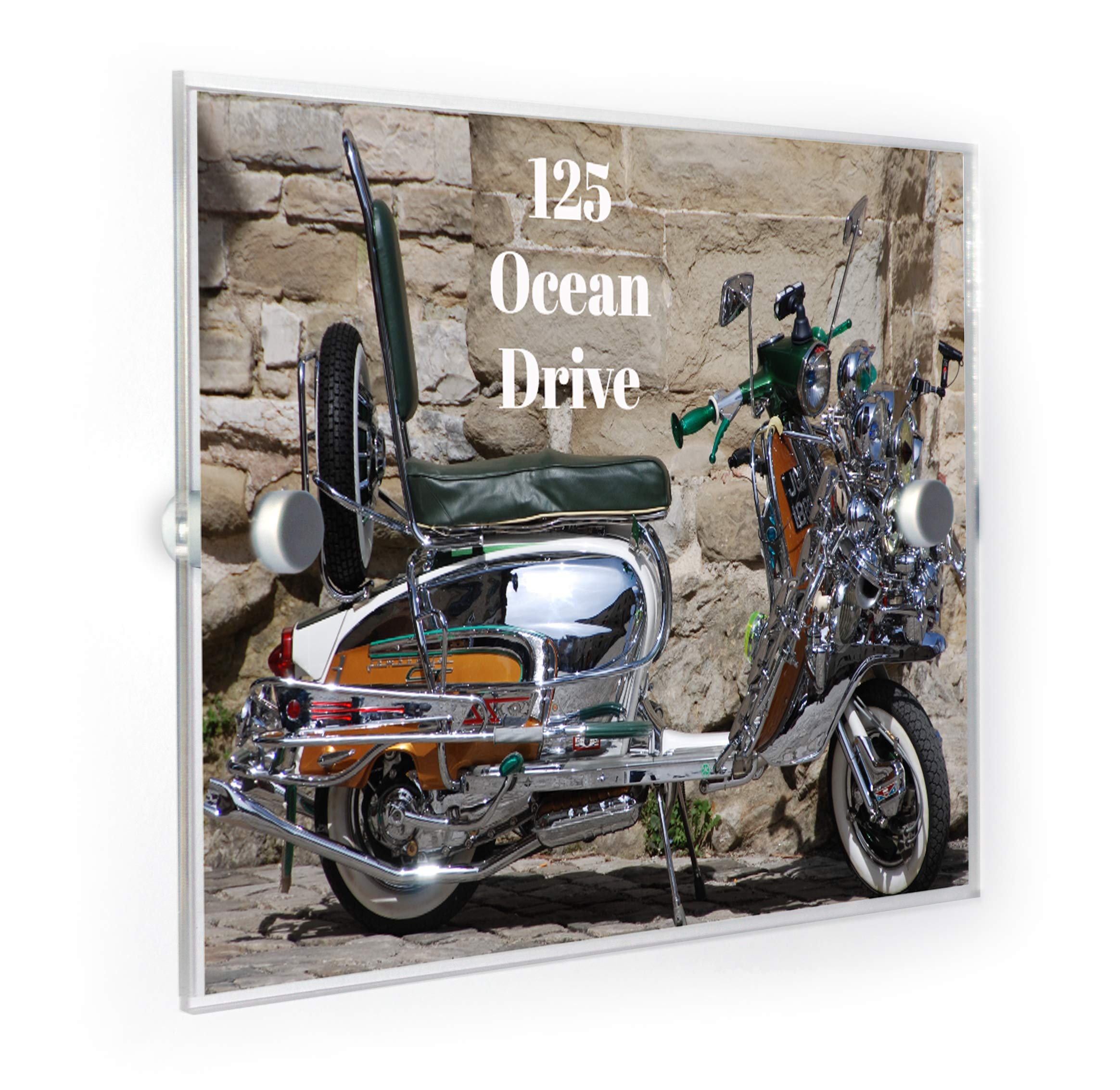 Mod Scooter Colour House Number Plaque Home Address Sign