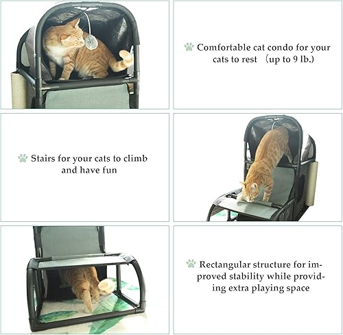 Miniatura 7 de SNUGENS Mueble multifuncional 4 en 1 para condominio para gatos casa súper estable con árbol de gato combinado con cama de gato escalador de gato