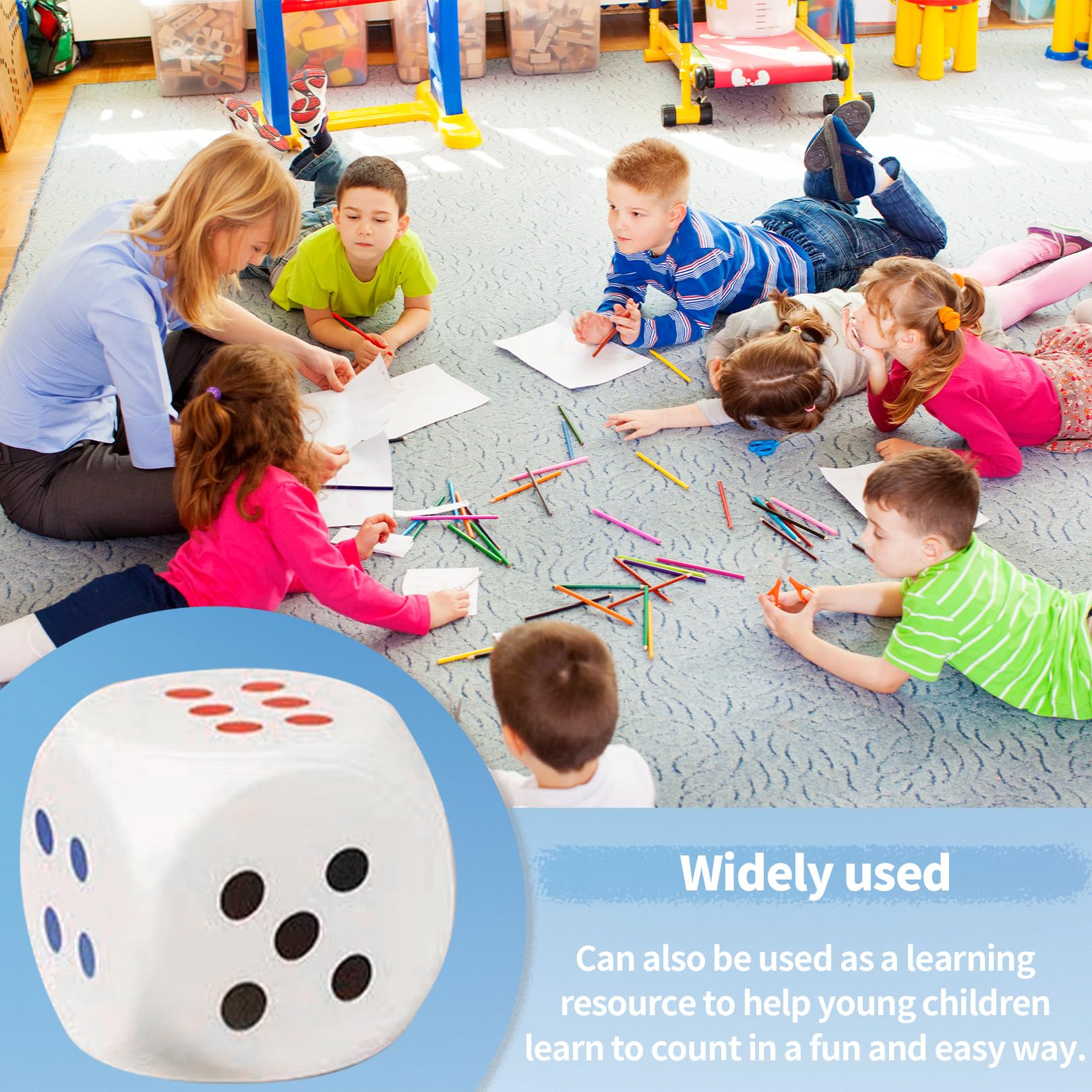 2 Pcs Large Dice,Giant Big Foam Squishy Fidget Cube Set,6cm Foams,Jumbo Stress Relief Toys for Ids & Adults,Christmas Games Math Teaching Classroom Party,Favors Bag Stuffers - Image 4